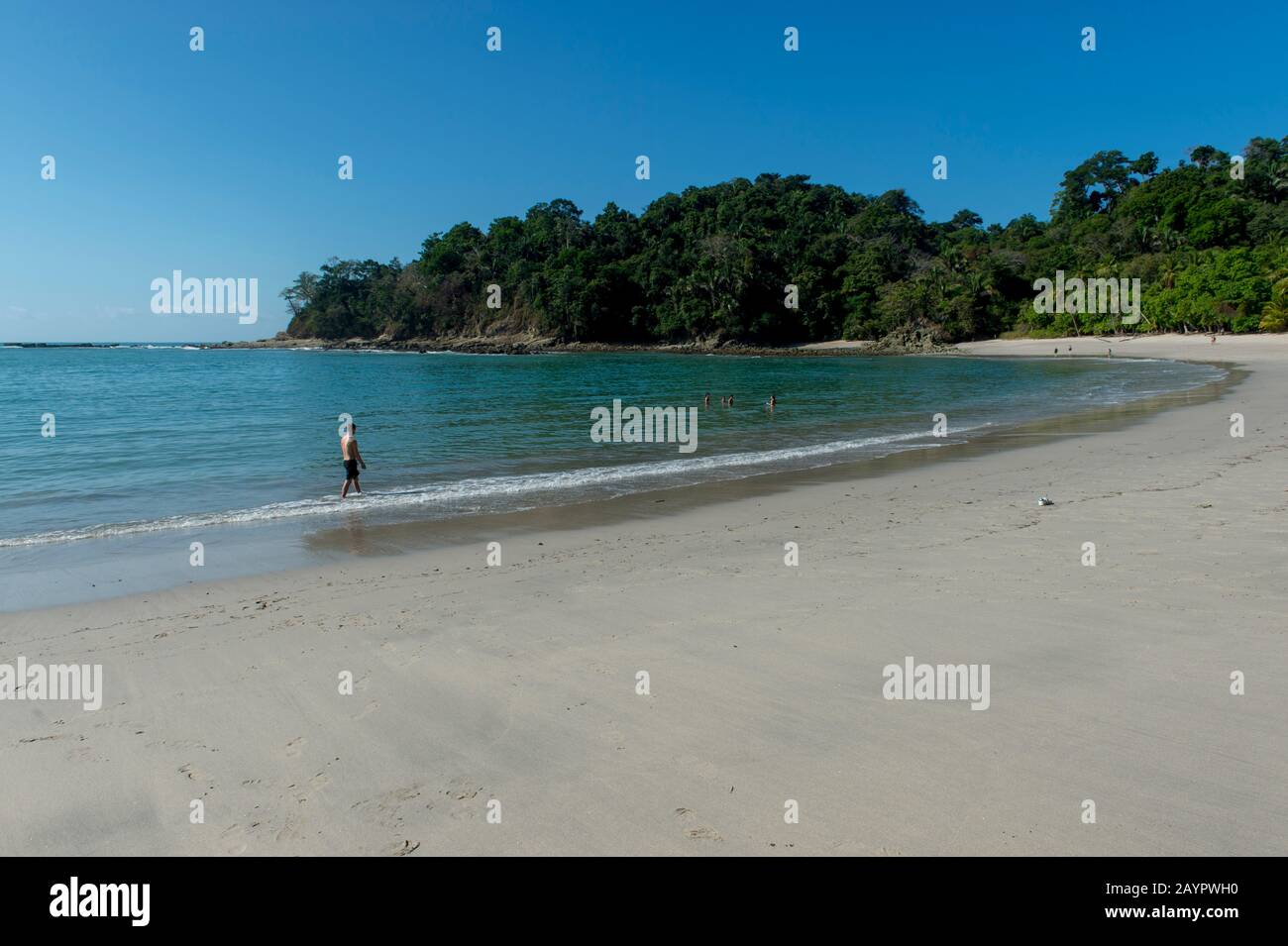 Turisti su una spiaggia al Parco Nazionale Manuel Antonio in Costa Rica. Foto Stock