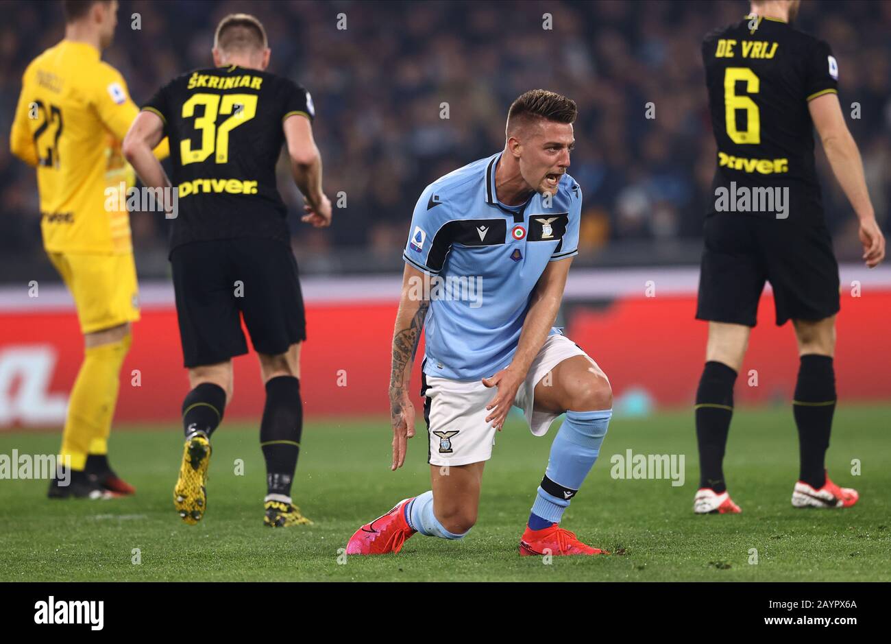 Stadio Olimpico, Roma, Italia. 16th Feb, 2020. Serie A Football, Lazio Vs Inter Milan; Sergej Milinkovic Savic Of Lazio Gestures Credit: Action Plus Sports/Alamy Live News Foto Stock