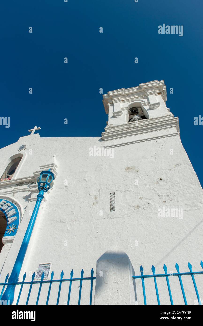 Particolare della chiesa di San Pedro, una chiesa con la rivendicazione come la seconda chiesa più antica nell'emisfero occidentale sull'isola tropicale di Isla Taboga fuori th Foto Stock