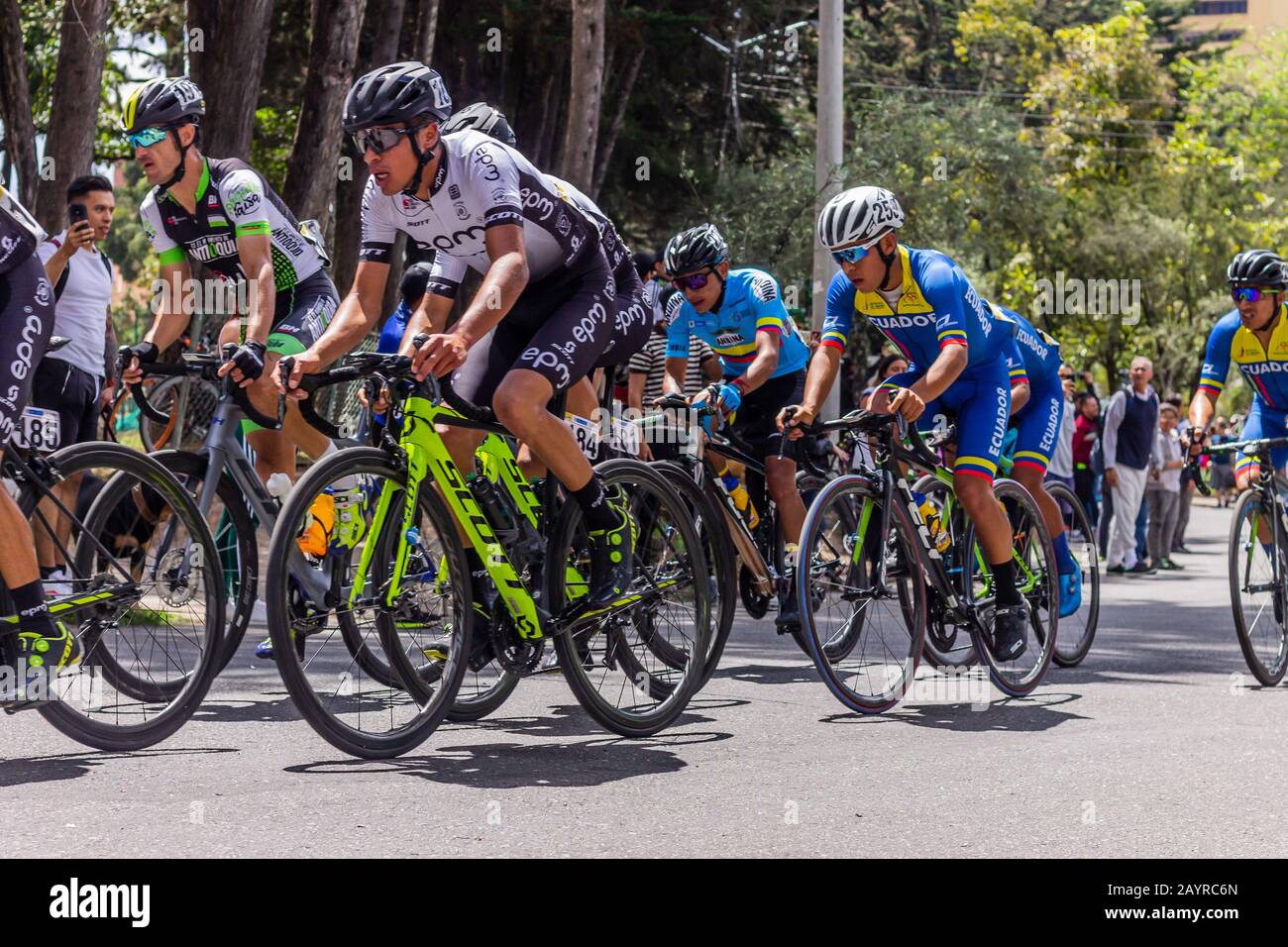 Sesta e ultima tappa del Tour Colombia 2020, Test 2.1 dell'Unione internazionale ciclistica, UCI, attraverso le strade di Bogotá. 16 Febbraio 2020 Foto Stock