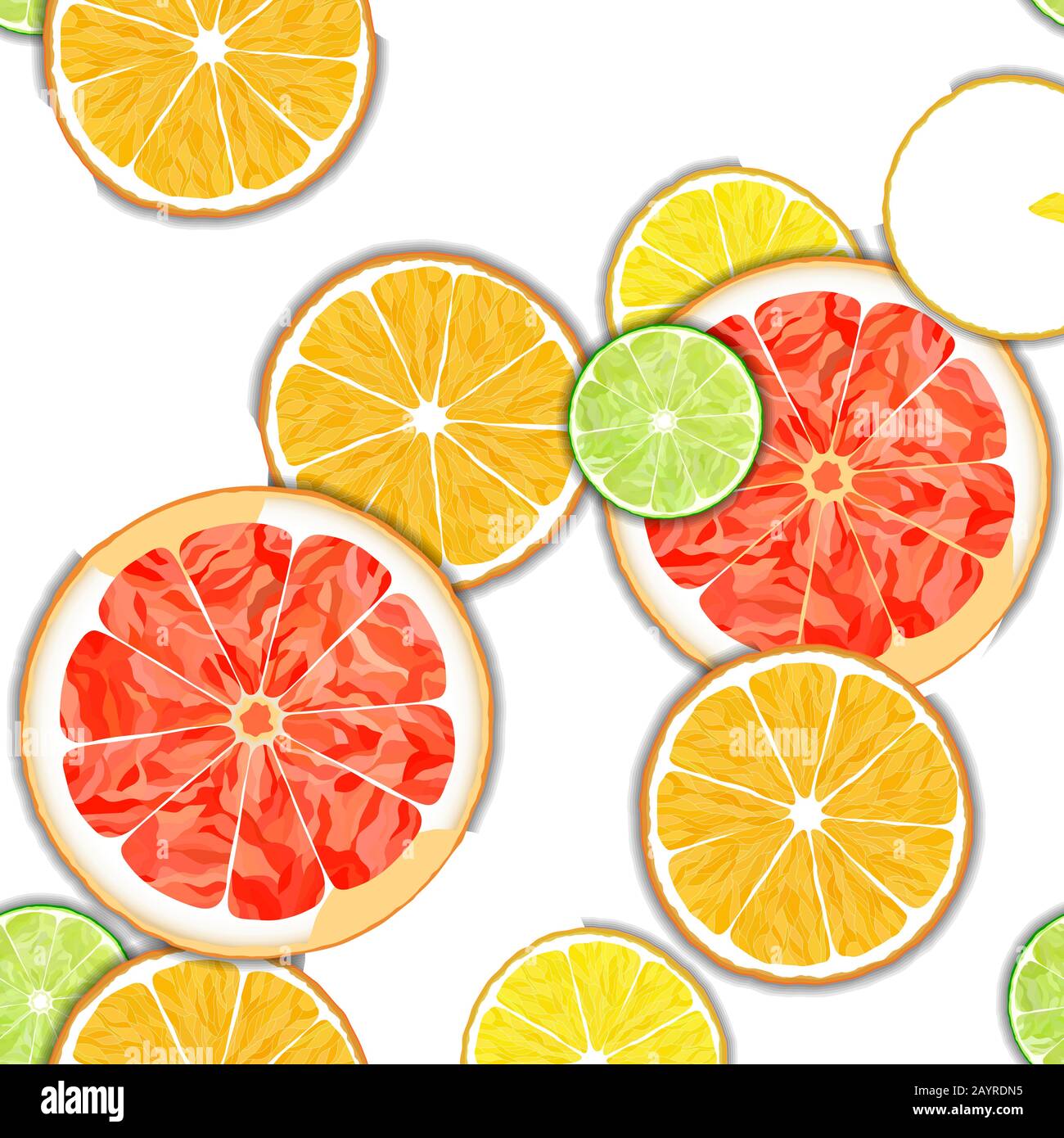 Illustrazione vettoriale di una fetta di limone arancio pompelmo e lime senza cuciture Illustrazione Vettoriale