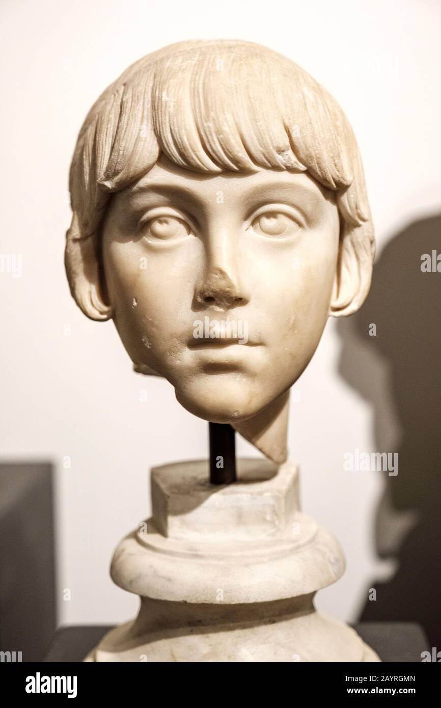Museo Palatino, Ritratto della giovane principessa, forse figlia di Marco Aurelio, periodo Antonino (138-192), dallo Stadio Palatino Foto Stock