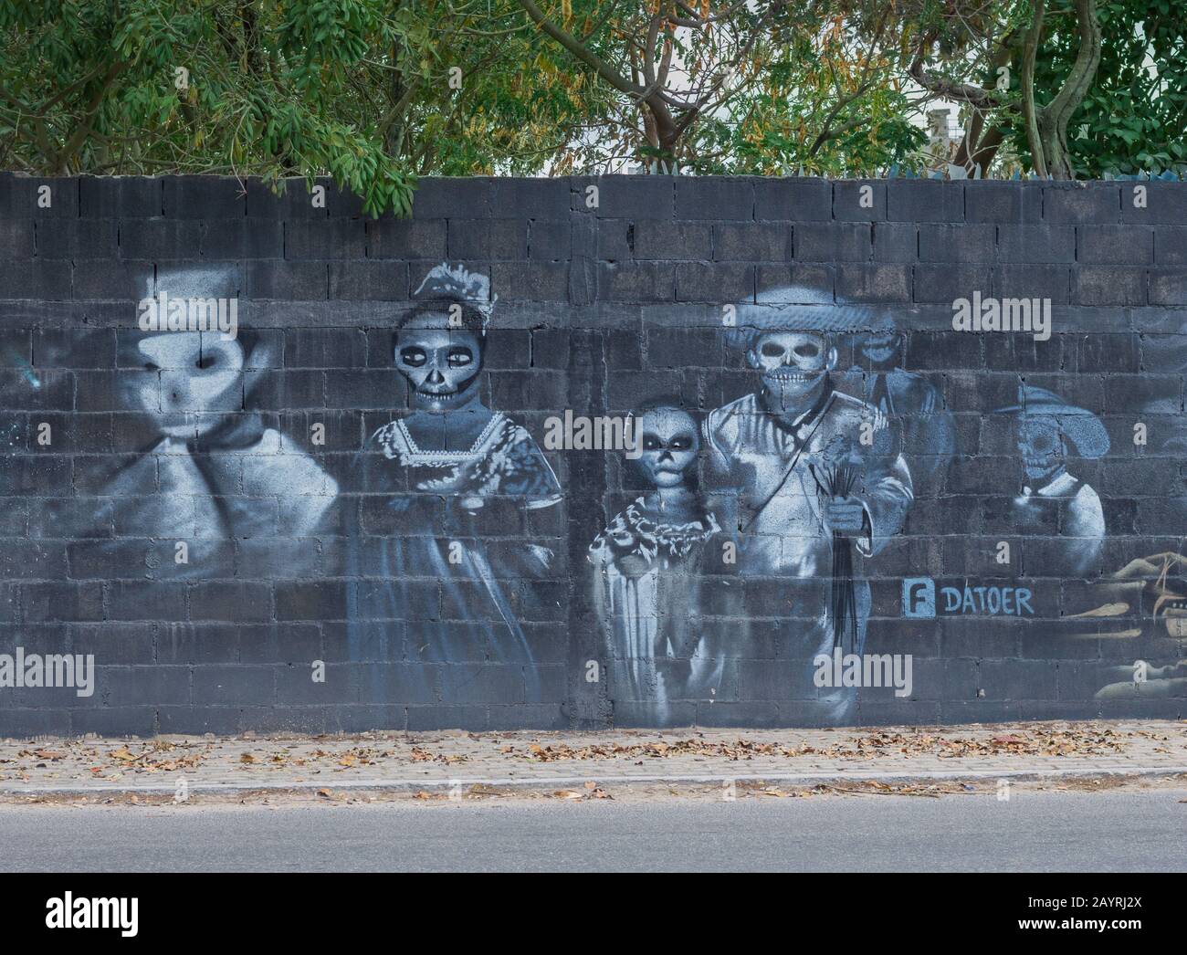 Giorno del murale di arte della strada morta. Merida, Yucatan, Messico. Foto Stock
