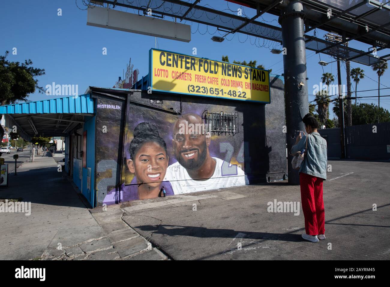 Kobe e Gigi Bryants murales su Melrose Ave, LA Foto Stock