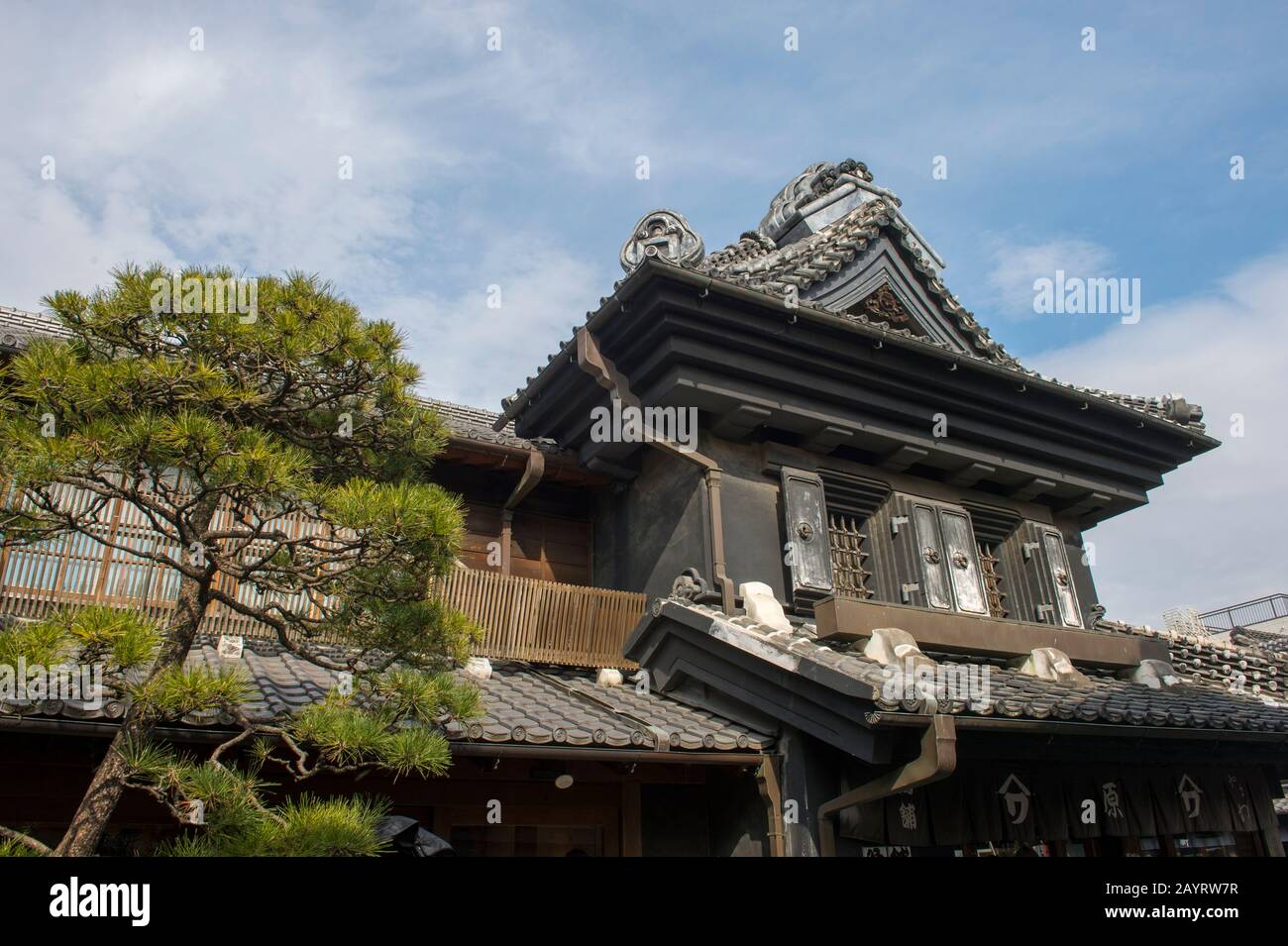 Dettaglio di un vecchio magazzino nel distretto di magazzino di Kawagoe vicino a Tokyo, Giappone. Foto Stock