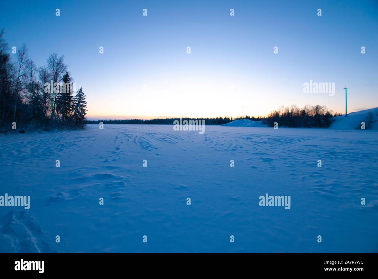 Yellowknife River in inverno, Yellowknife, territori del nord-ovest, Canada Foto Stock