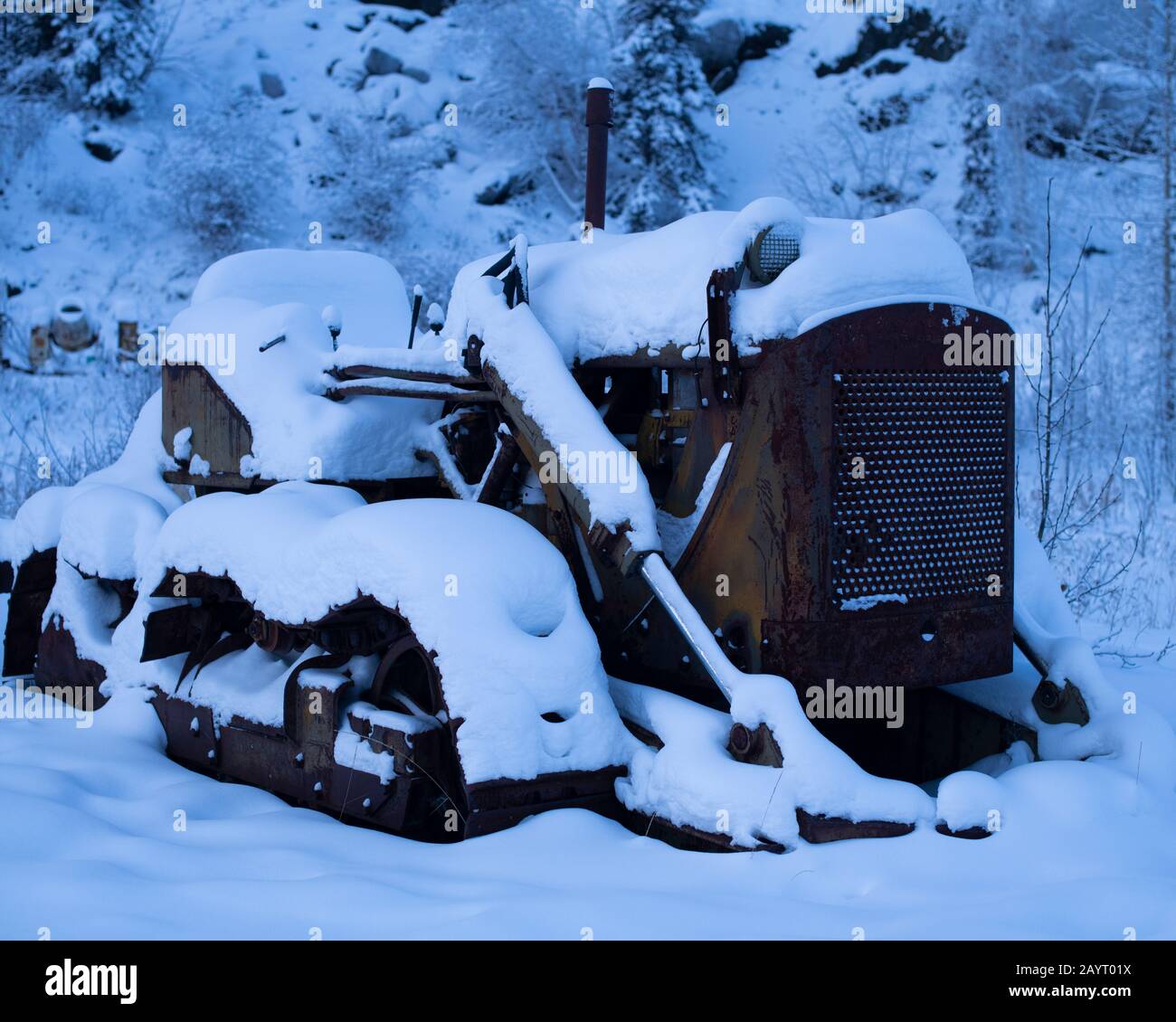 Vecchio apripista in una mostra all'aperto a Yellowknife, territori del nord-ovest, Canada Foto Stock