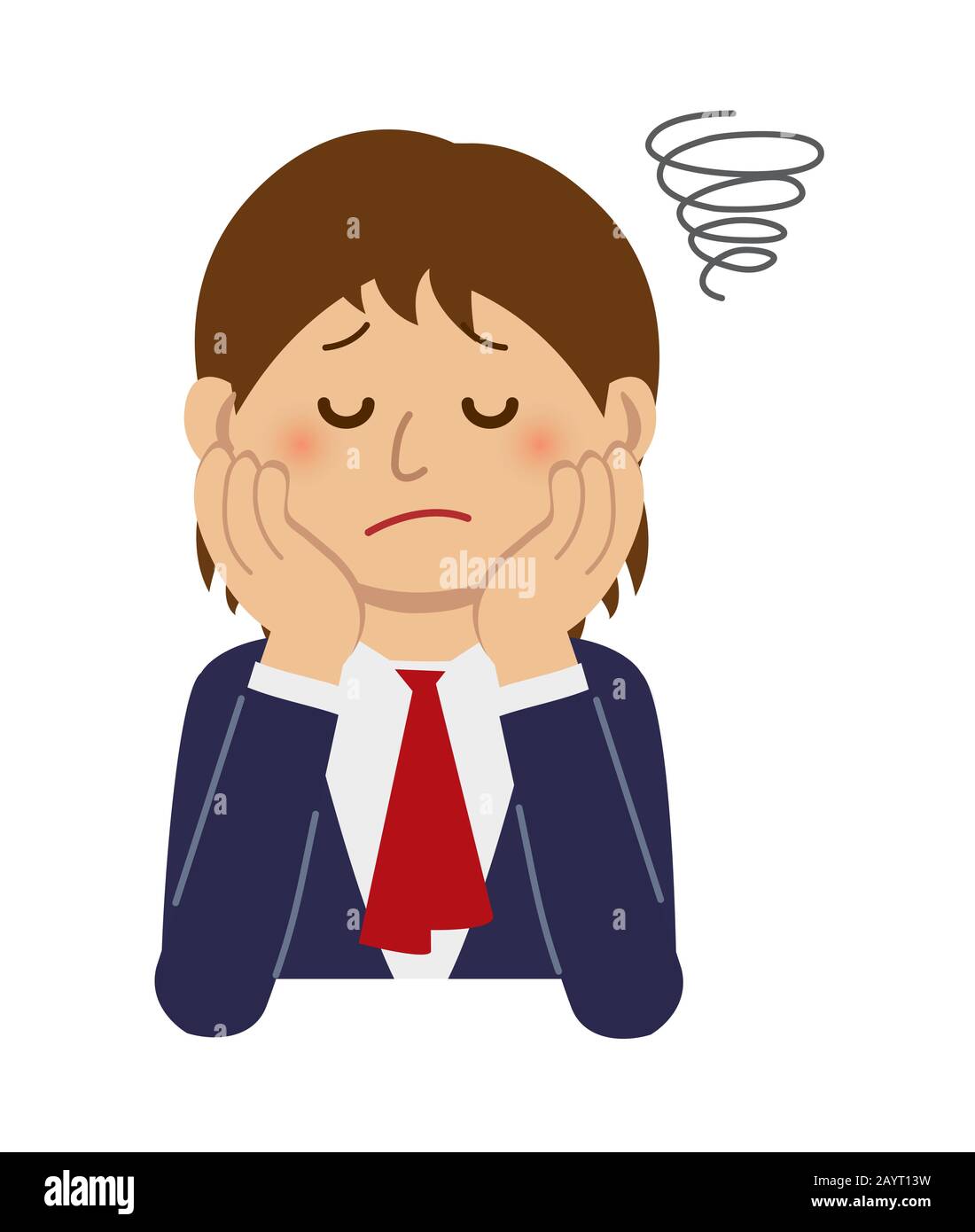 pensare / disturbato / sofferenza donna illustrazione Illustrazione Vettoriale