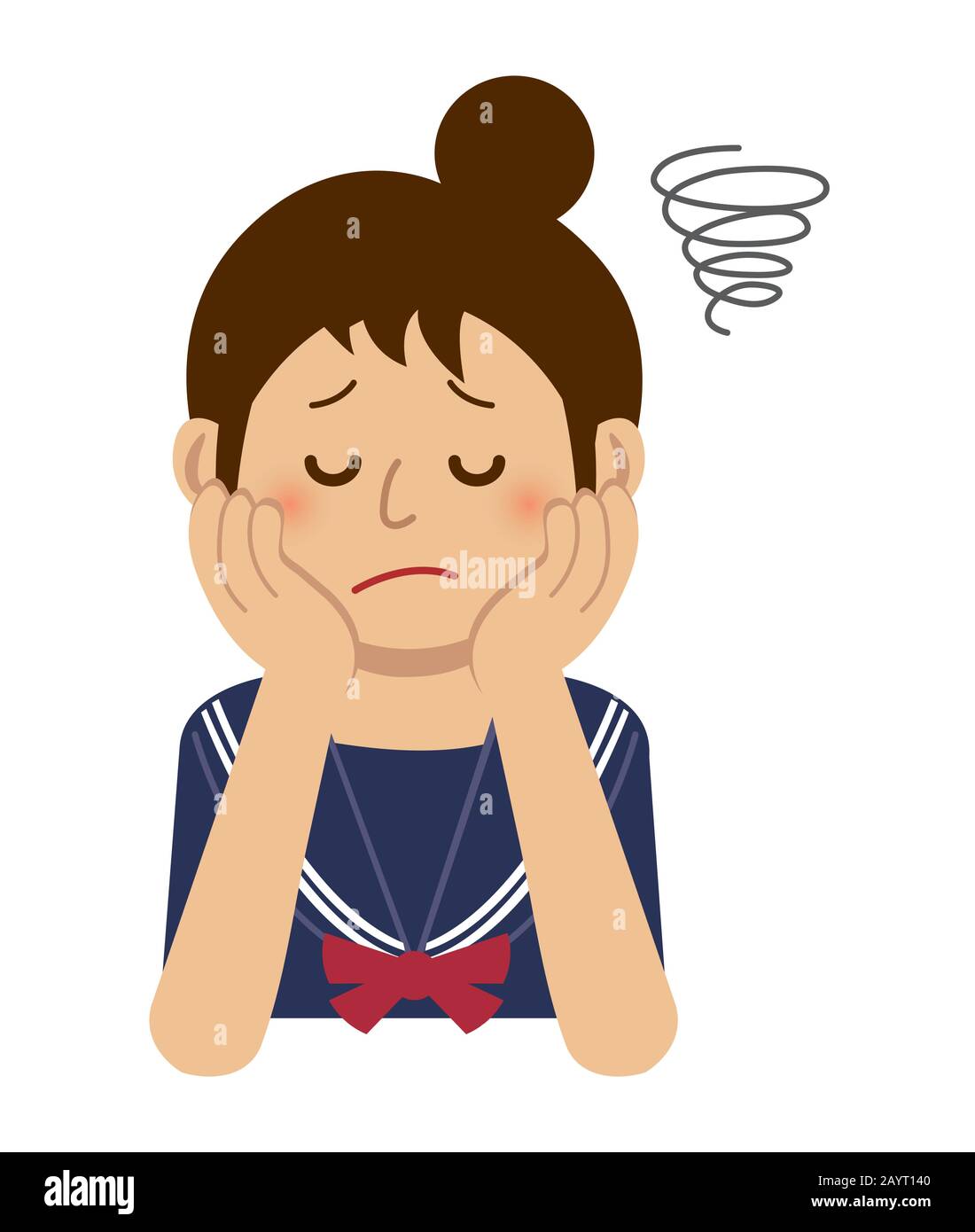 pensare / disturbato / sofferenza donna illustrazione Illustrazione Vettoriale