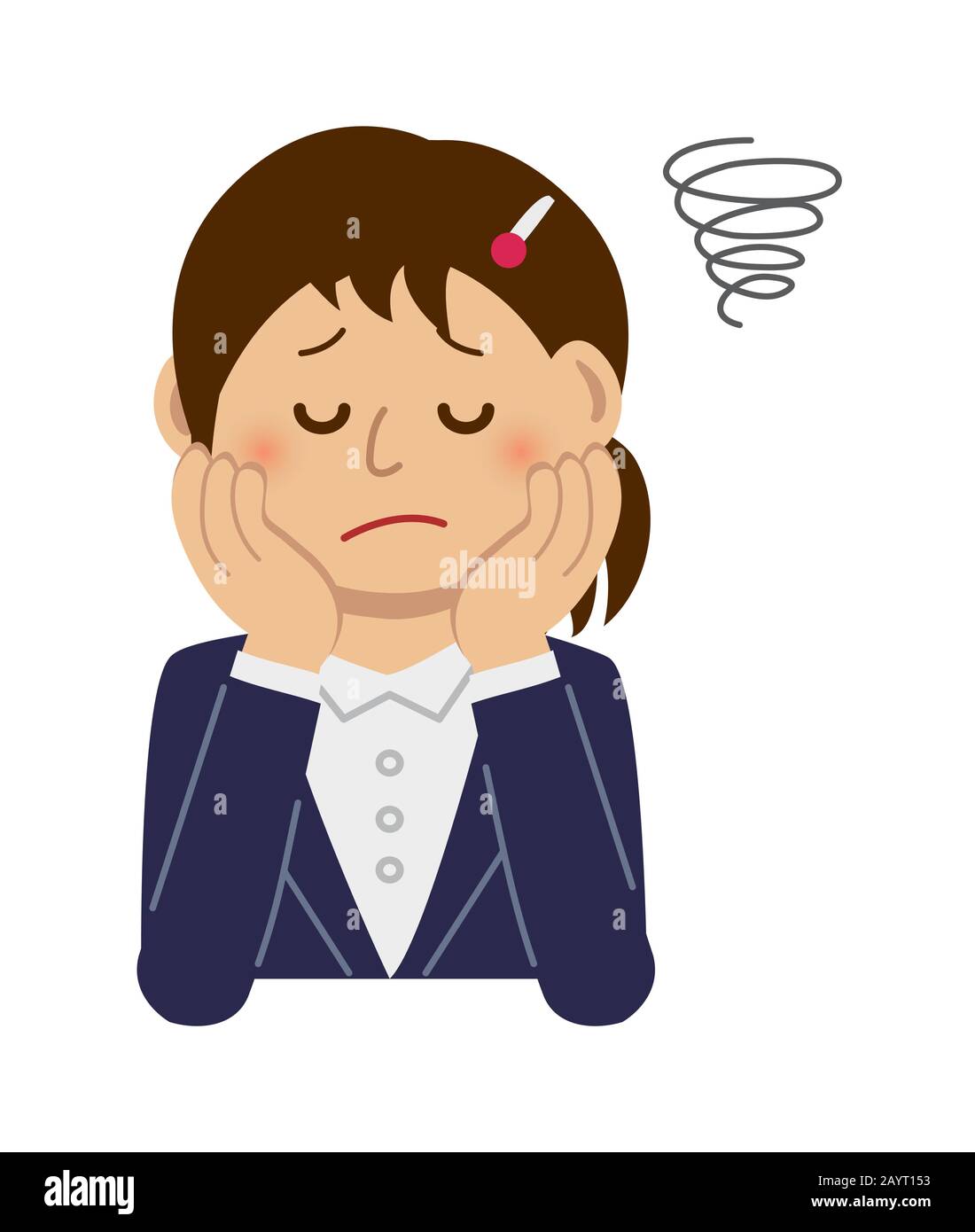 pensare / disturbato / sofferenza donna illustrazione Illustrazione Vettoriale