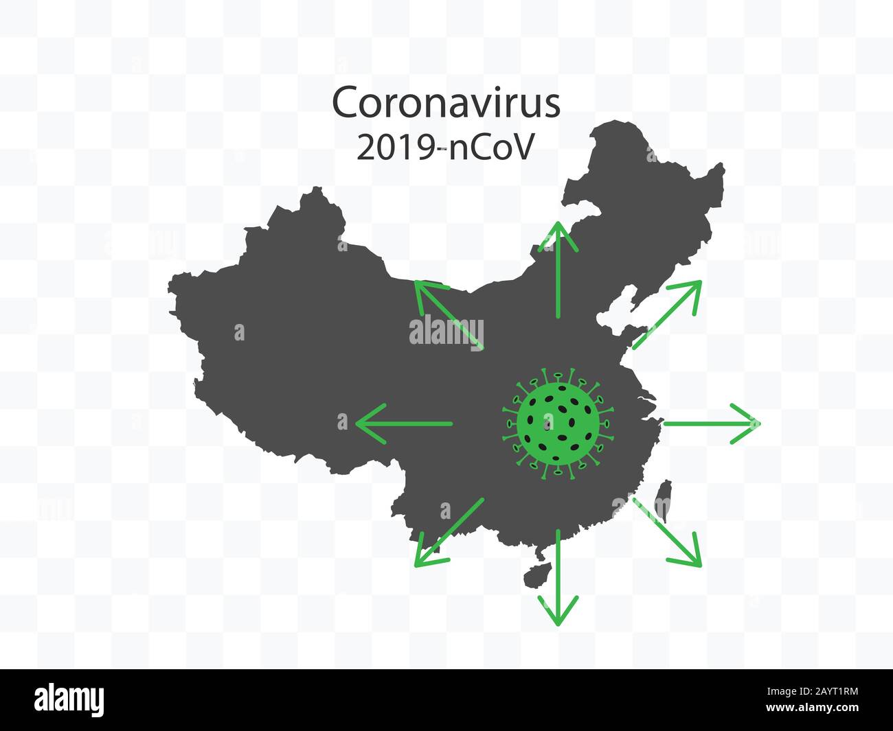 Coronavirus, mappa della Cina. Illustrazione vettoriale, design piatto. Illustrazione Vettoriale