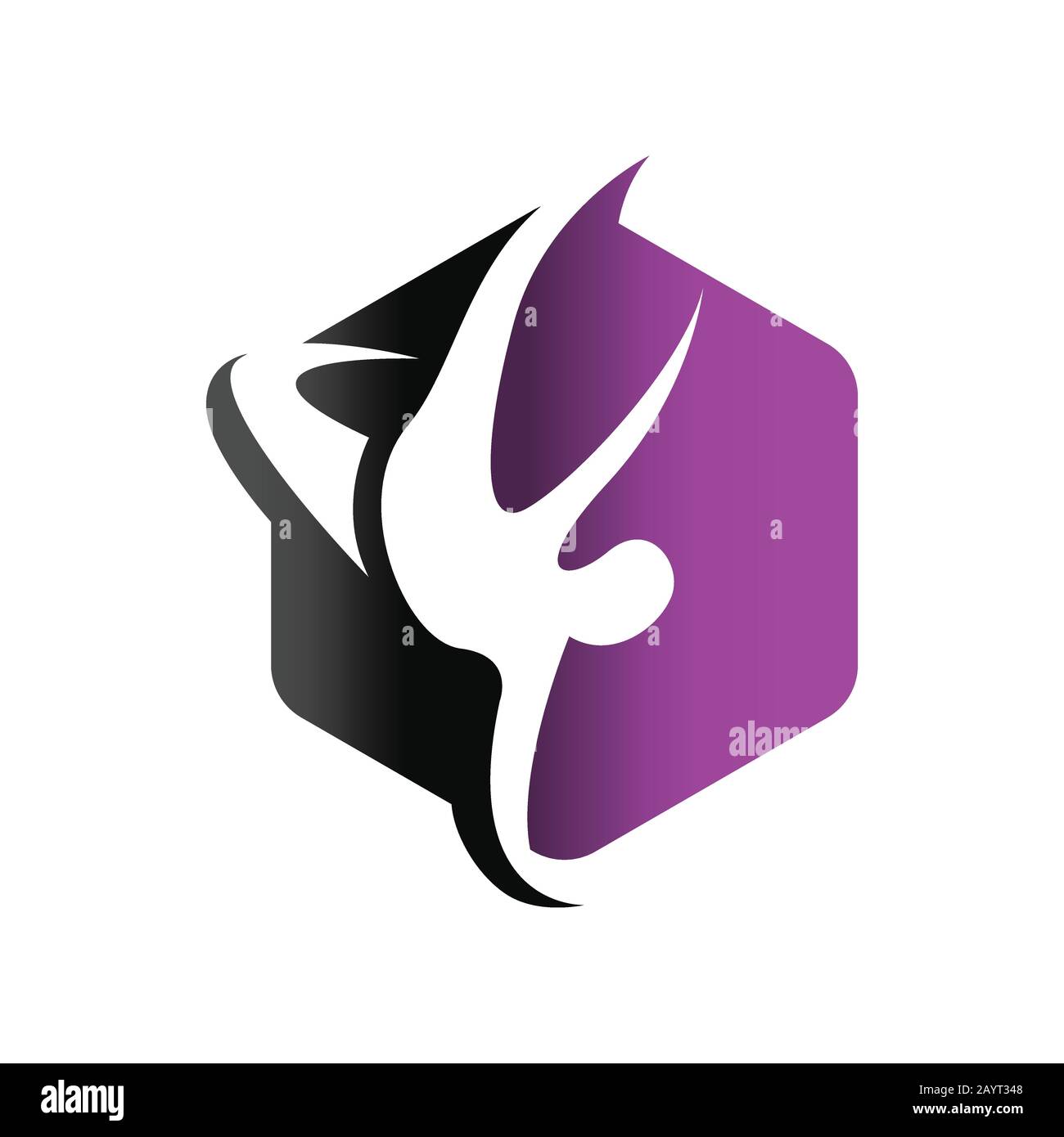 Persone astratte danzano su forma esagonale di fondo con design a spazio negativo Illustrazione Vettoriale