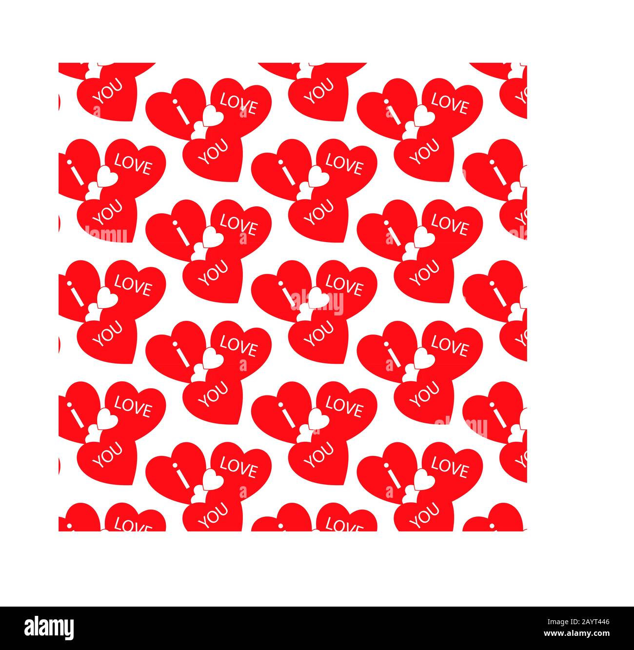 Seamless I Love You Hearts Vector Pattern Foto Stock