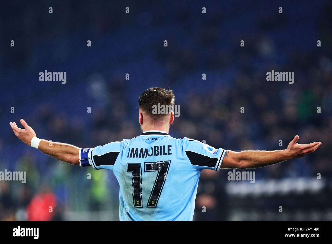 Ciro Immobile del Lazio reagisce durante il campionato italiano Serie A una partita di calcio tra SS Lazio e FC Internazionale il 16 febbraio 2020 allo Stadio Olimpico di Roma, Italia - Foto Federico Proietti/ESPA-Images Foto Stock