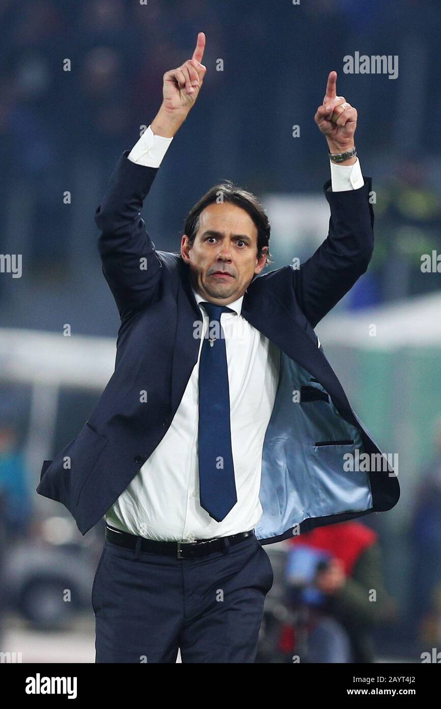 Lazio testa allenatore Simone Inzaghi durante il campionato italiano Serie A partita di calcio tra SS Lazio e FC Internazionale il 16 febbraio 2020 allo Stadio Olimpico di Roma, Italia - Foto Federico Proietti/ESPA-Images Foto Stock