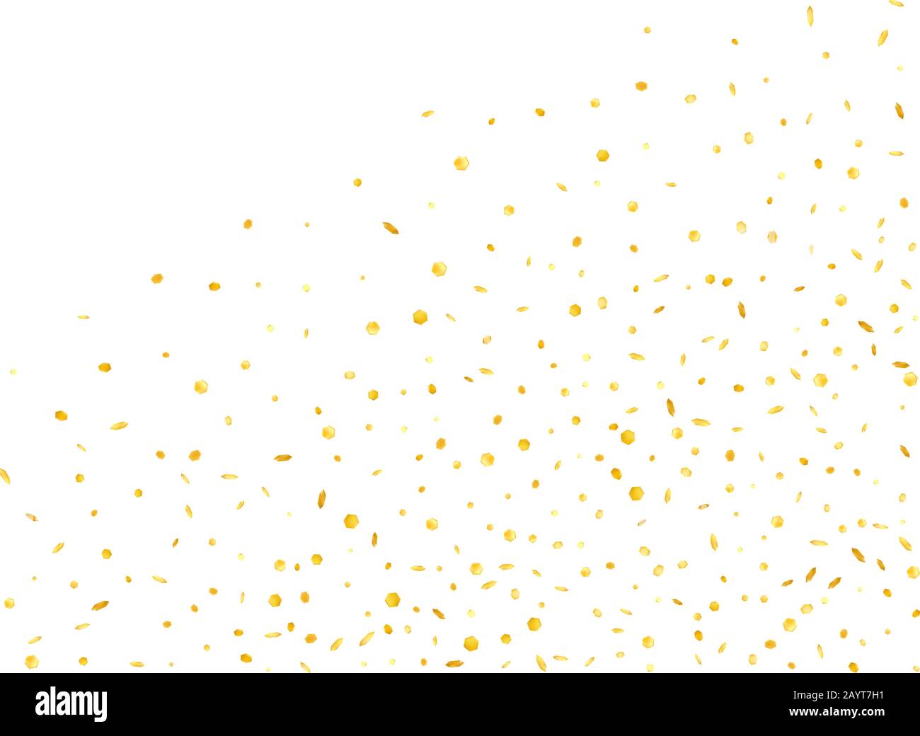 Confetti nuovo sfondo minimalistico. Meravigliosa texture sfondo confetti. Luce esagonale 3d dorata. Illustrazione Vettoriale