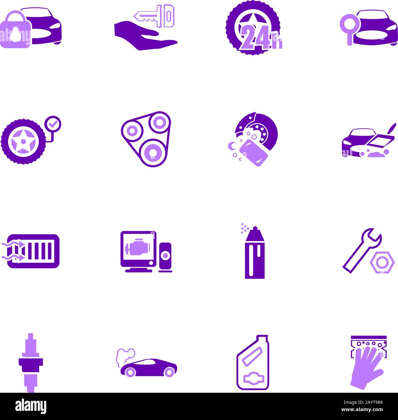 Auto shop set di icone Illustrazione Vettoriale