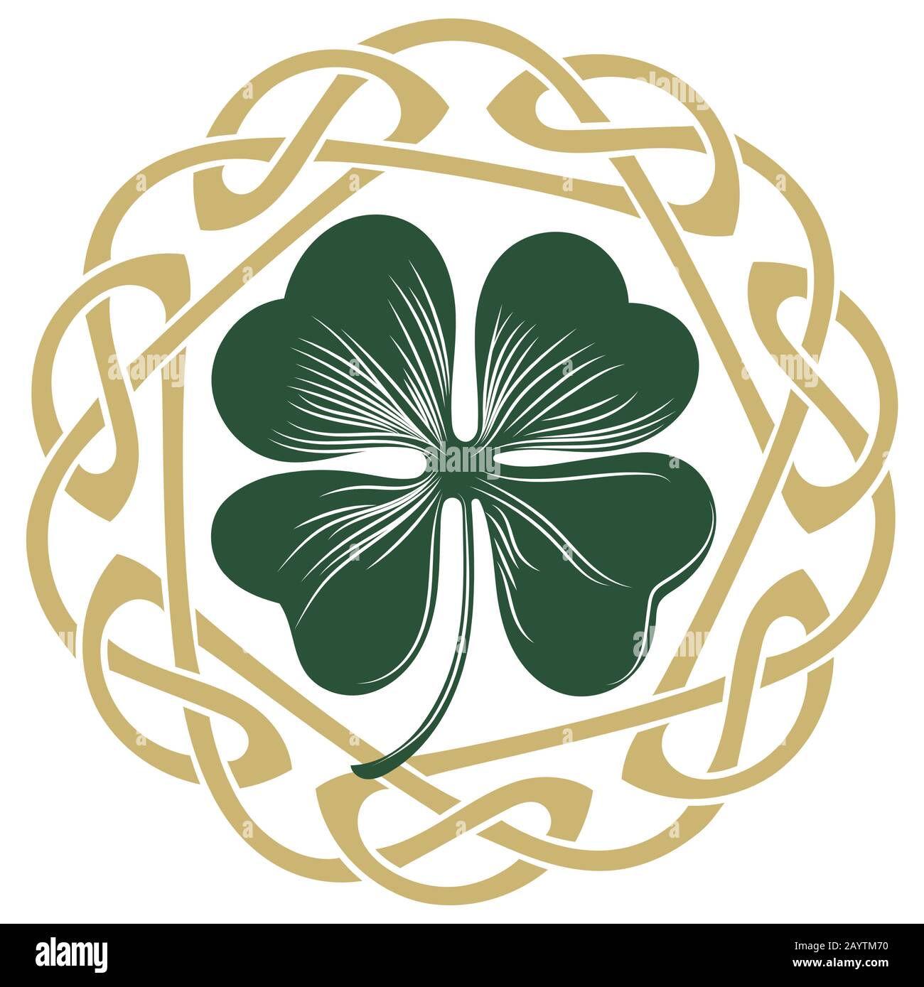 Quadrifoglio in stile vintage, retrò. Simbolo irlandese per la festa di San Patrizio Illustrazione Vettoriale