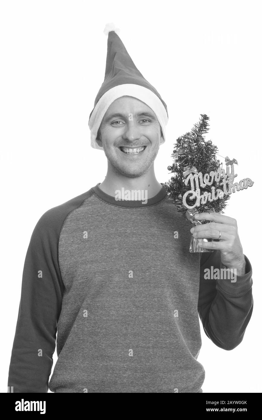 Ritratto di felice bell'uomo pronto per Natale Foto Stock