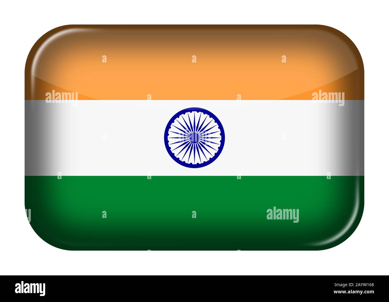 Pulsante rettangolare con icona Web India con tracciato di ritaglio Foto Stock