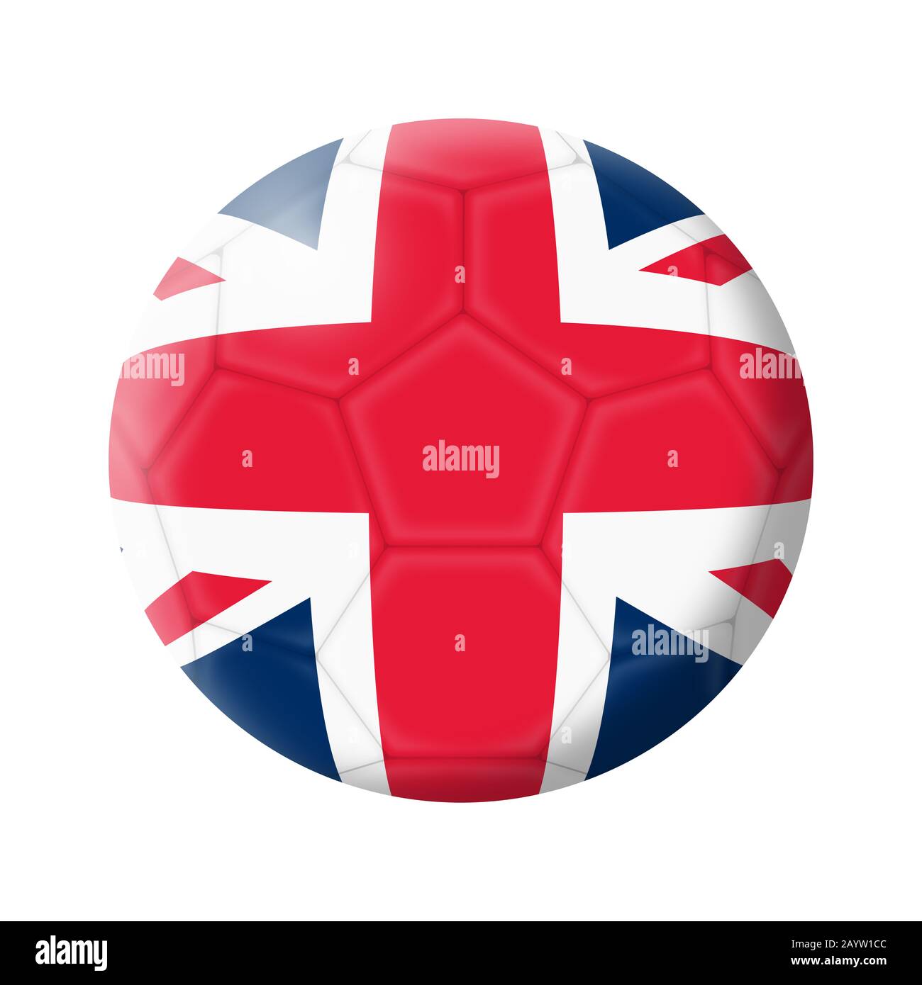 Un esempio di calcio britannico della sfera di calcio del Regno Unito isolato su bianco con il tracciato di clipping Foto Stock