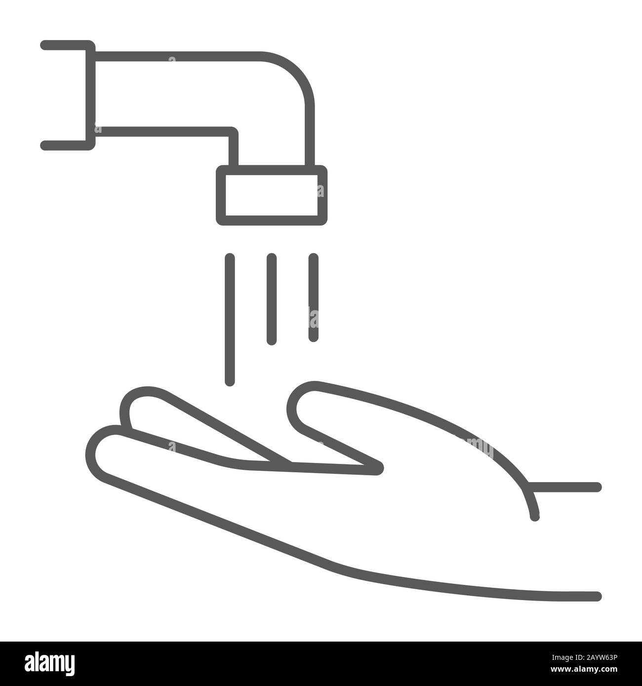 Islamic Wudu sottile linea icona, ramadan e islam, mano lavaggio segno, grafica vettoriale, un modello lineare su uno sfondo bianco, eps 10. Illustrazione Vettoriale