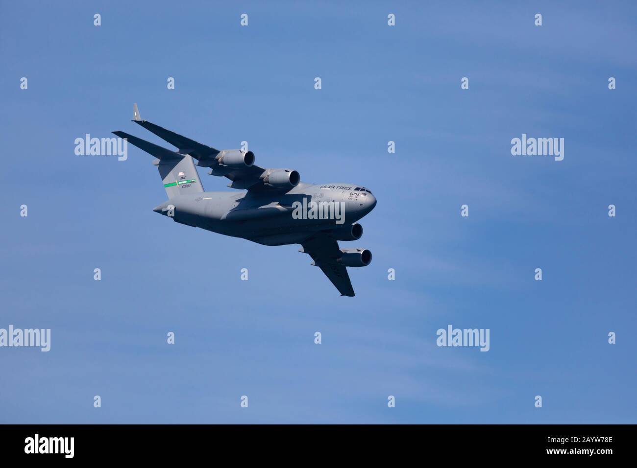 Air Force USA, USAF, Boeing C17 Globemaster Transport Aircraft, 60003, di McChord Airbase, in mostra alla settimana della flotta di San Francisco 2019. C Foto Stock