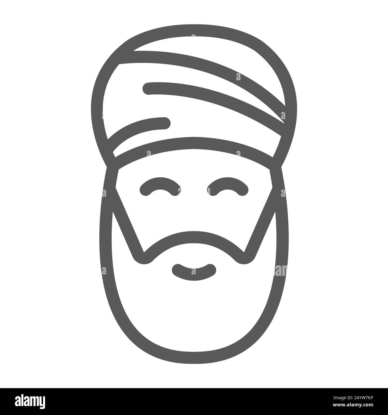 Icona della linea dell'uomo musulmano, ramadan e islam, segno arabo, grafica vettoriale, un pattern lineare su sfondo bianco, eps 10. Illustrazione Vettoriale