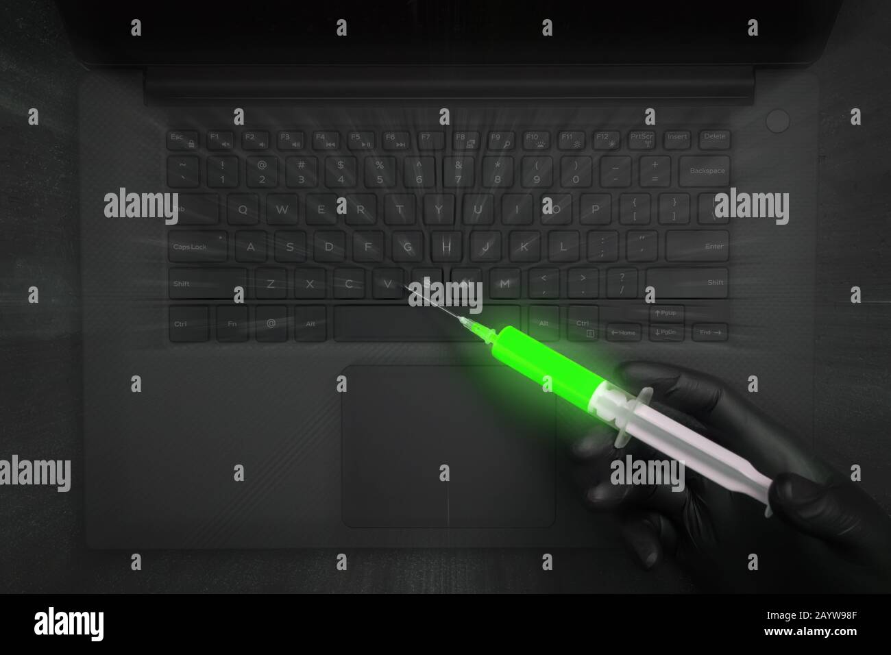 Concetto Di Protezione Dei Dati. Interfaccia Digitale Antivirus. Connessione Di Rete Con Siringa E Tecnologia Internet. Foto Stock