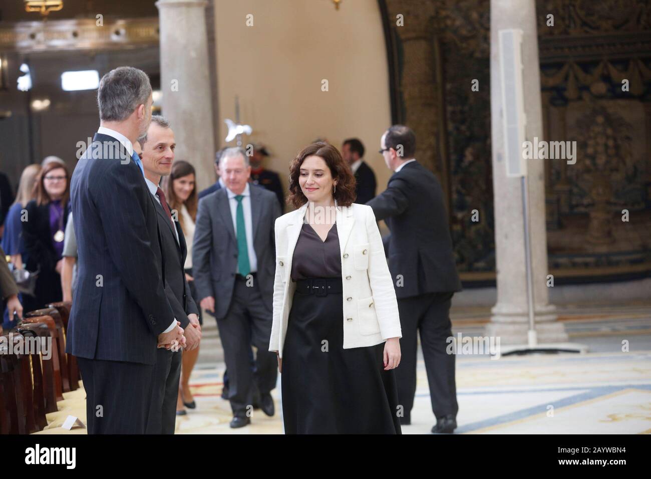 Madrid, Spagna. 17th Feb, 2020. Re spagnolo Felipe VI e regina Leticia Ortiz durante il Premio Internazionale di Ricerca a El Pardo lunedì 17 febbraio 2020 credito: Cordon PRESS/Alamy Live News Foto Stock