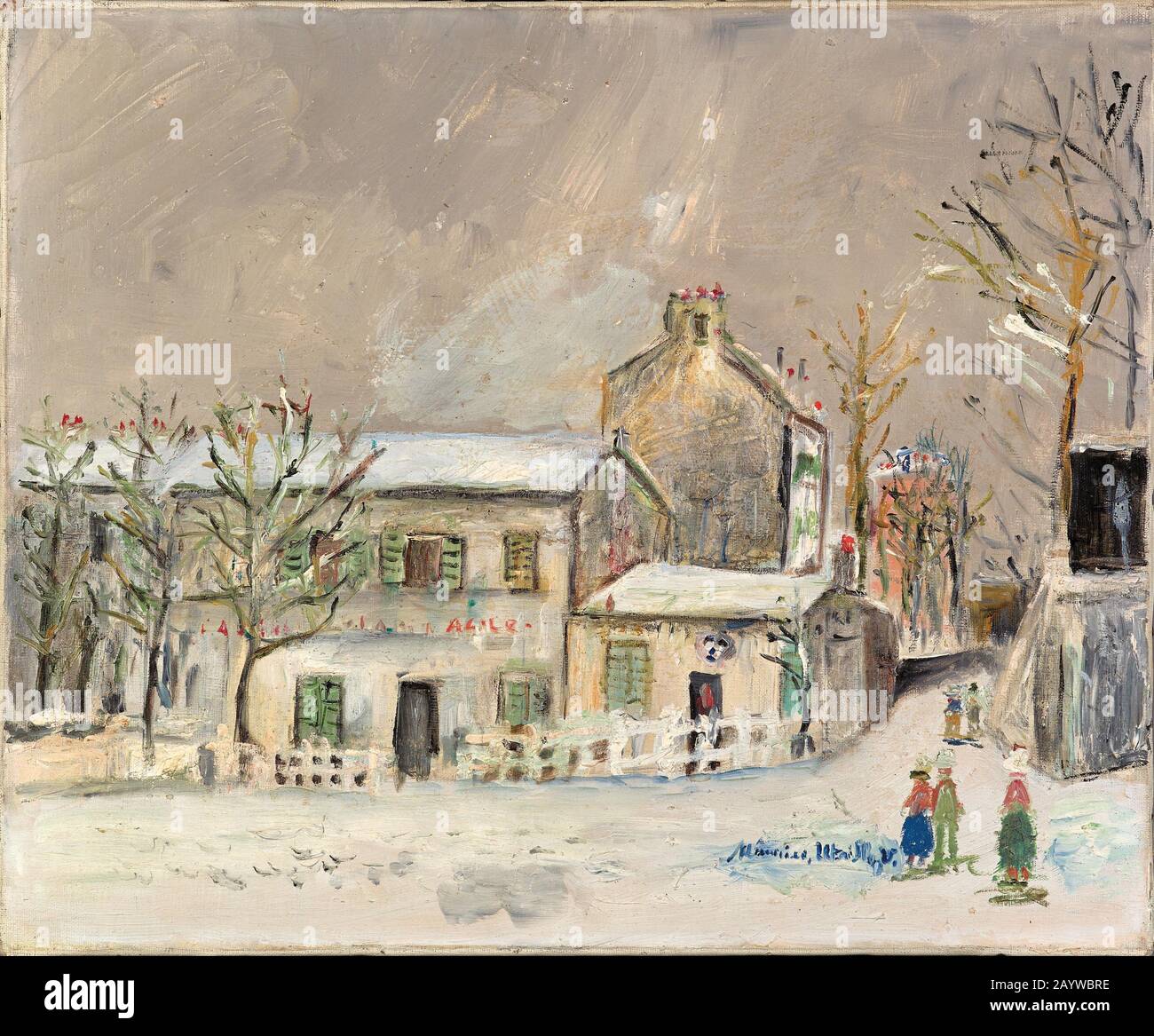Le Lapin Agile sous la neige. Museo: COLLEZIONE privata. Autore: Maurice UTRILLO. Foto Stock