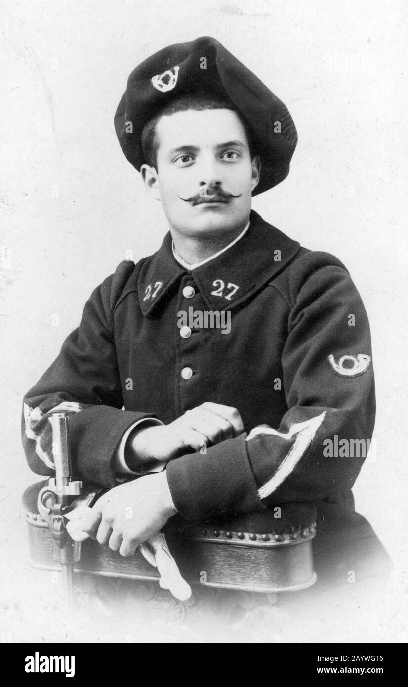 Francese cacciatore di fanteria leggera soldato ww1 Foto Stock