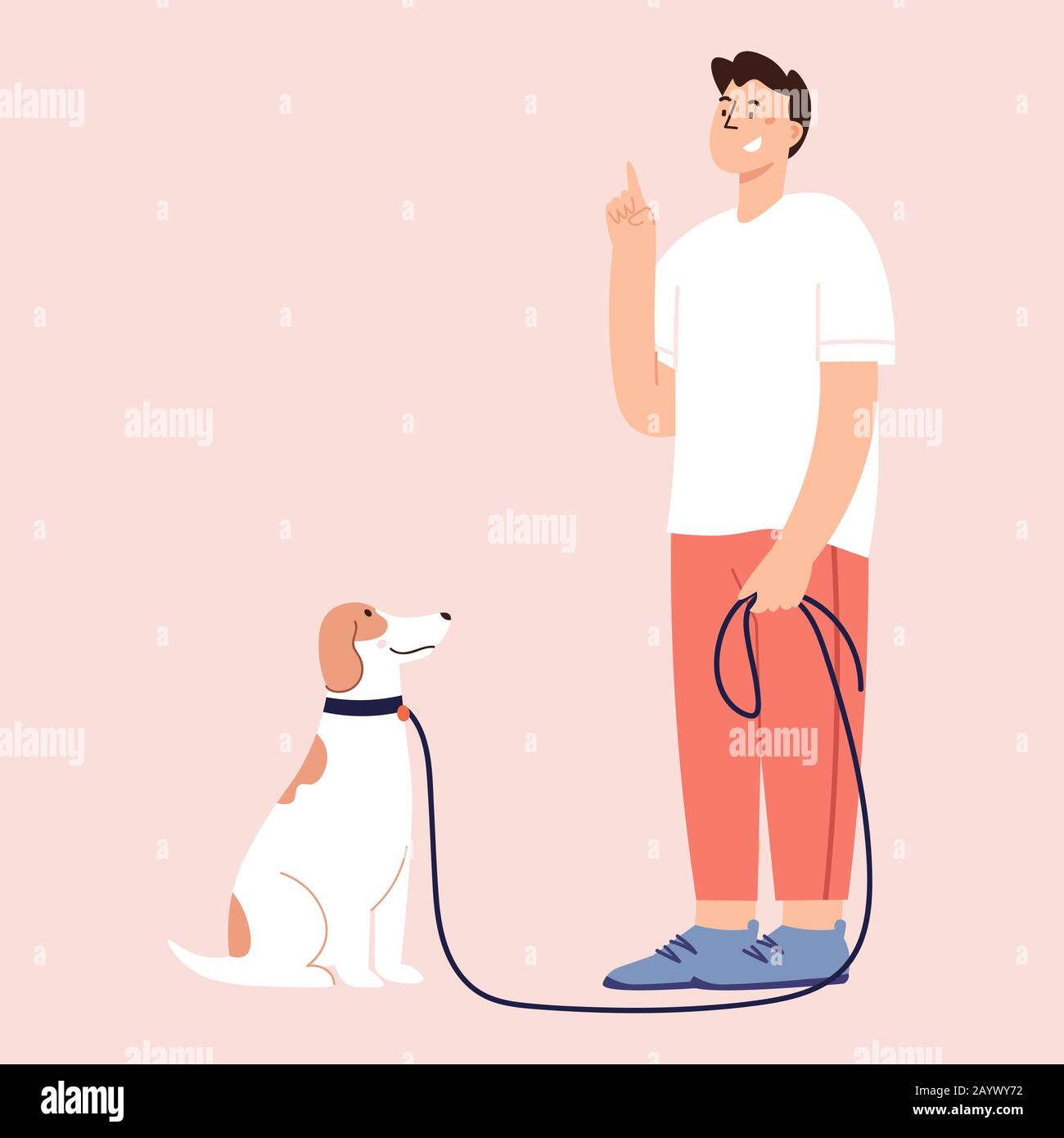 Illustrazione di vettore di Cartoon piatto circa addestramento dei cani Illustrazione Vettoriale