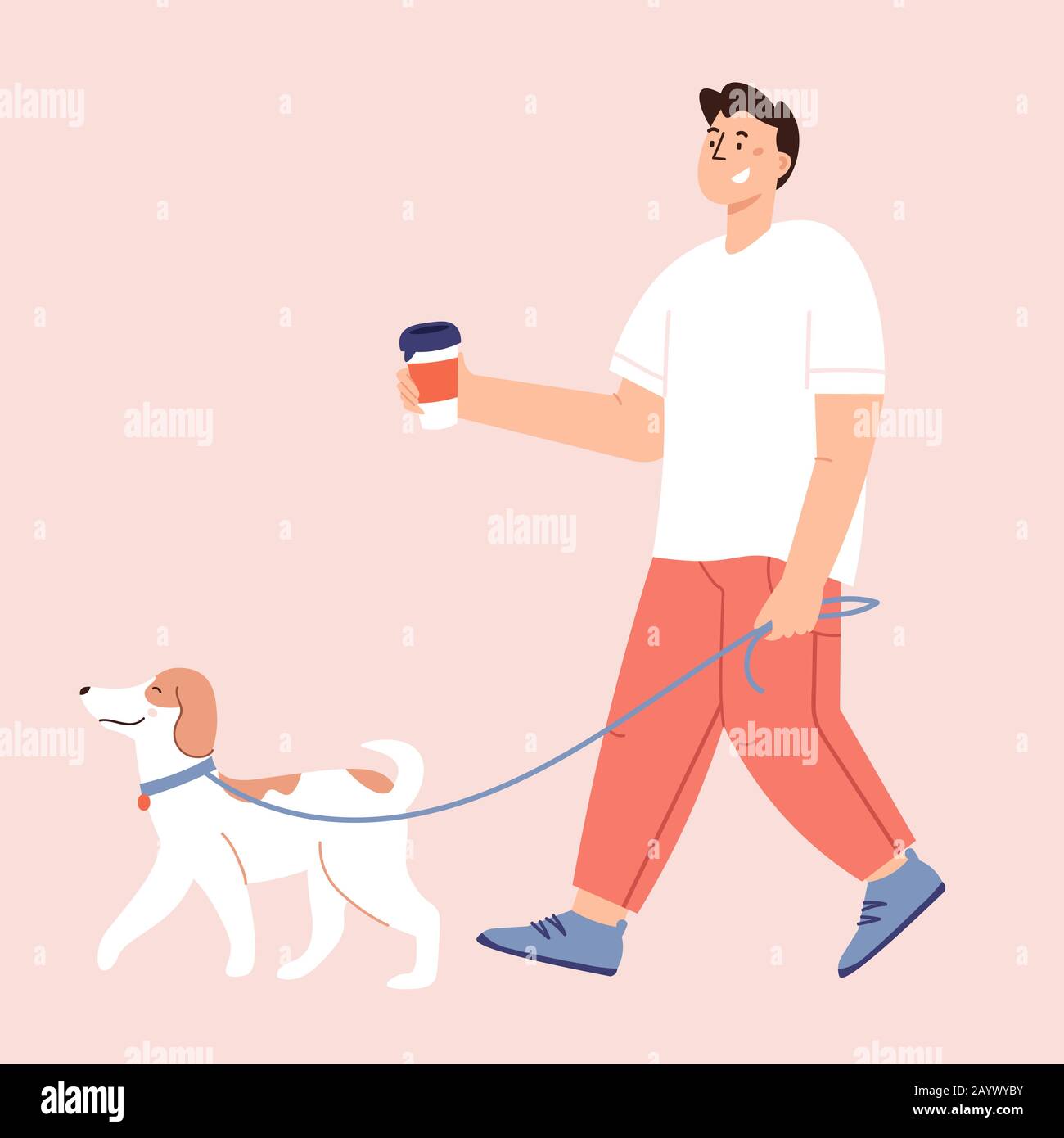 Appartamento Cartoon Vector Illustrazione di amicizia umana e cani Illustrazione Vettoriale