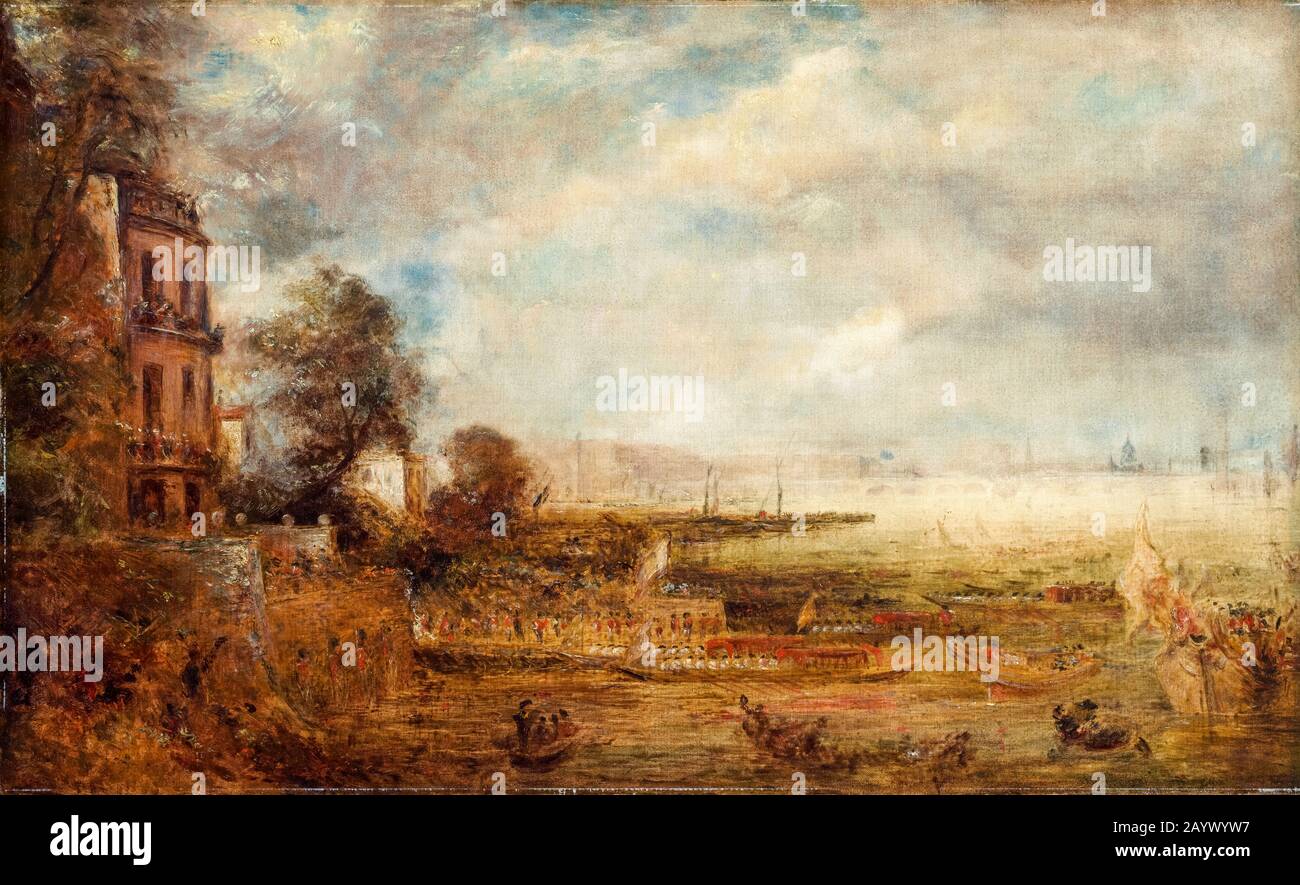 John Constable, Waterloo Bridge visto da Whitehall Scale, pittura paesaggio, circa 1829 Foto Stock