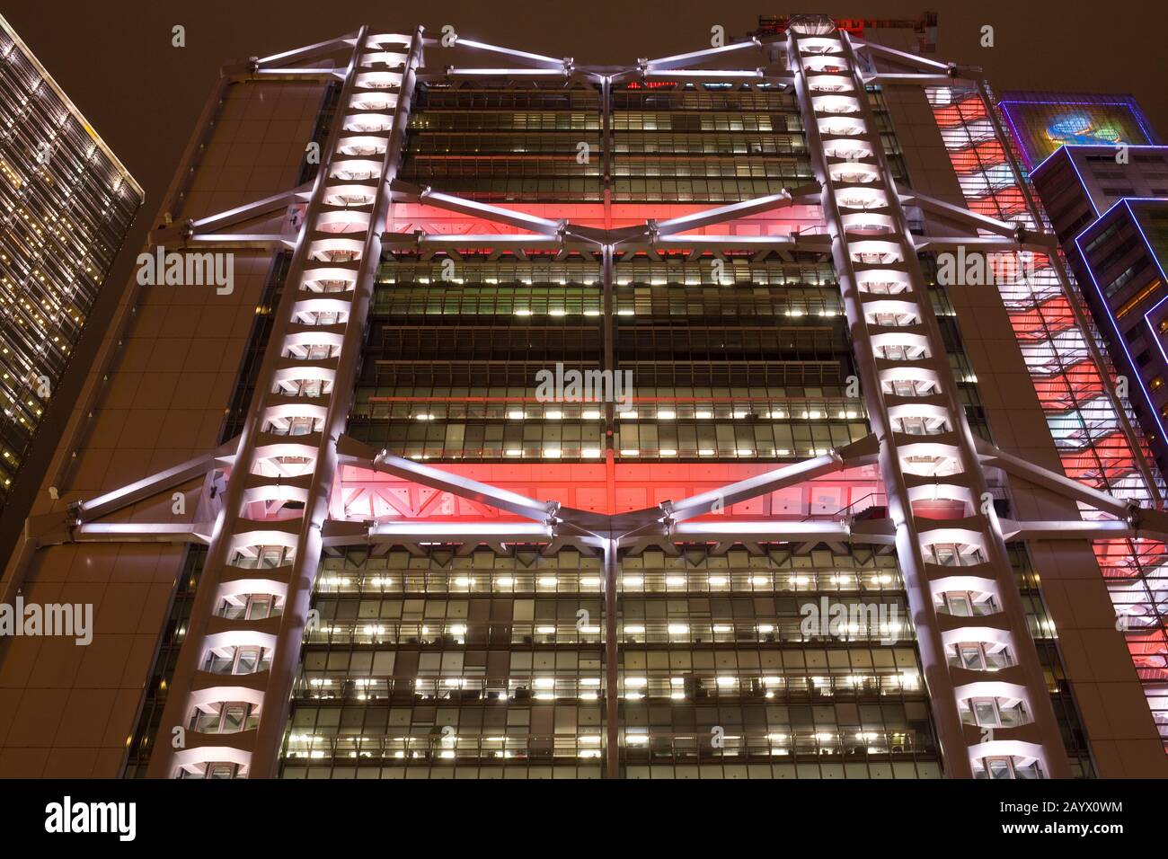 Hong Kong, Admiralty, Cina - Dettaglio dell'edificio HSBC progettato dall'architetto Norman Foster a statue Square, Chung Wan (centrale Foto Stock