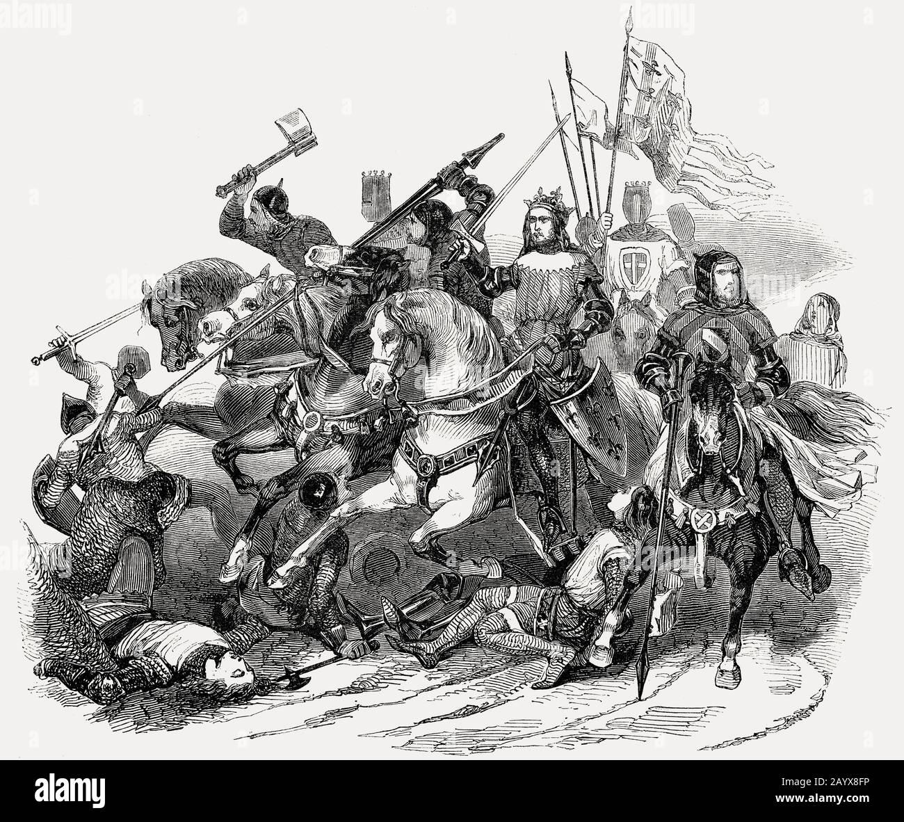 Battaglia di Bouvines il 27 luglio 1214, Contea di Flanders, guerra anglo-francese del 1213–1214 Foto Stock