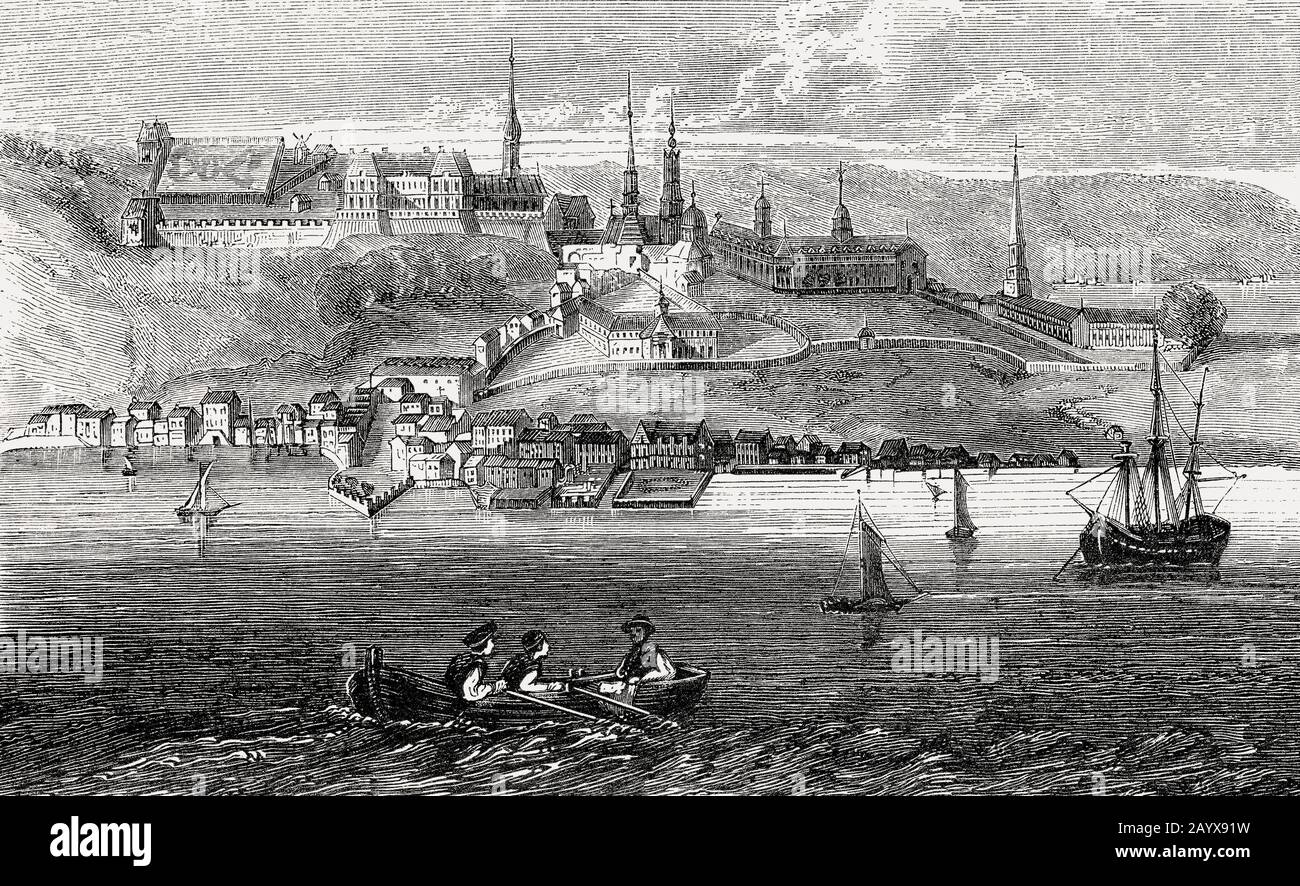 Vecchia vista del Québec, Canada, 19th secolo Foto Stock