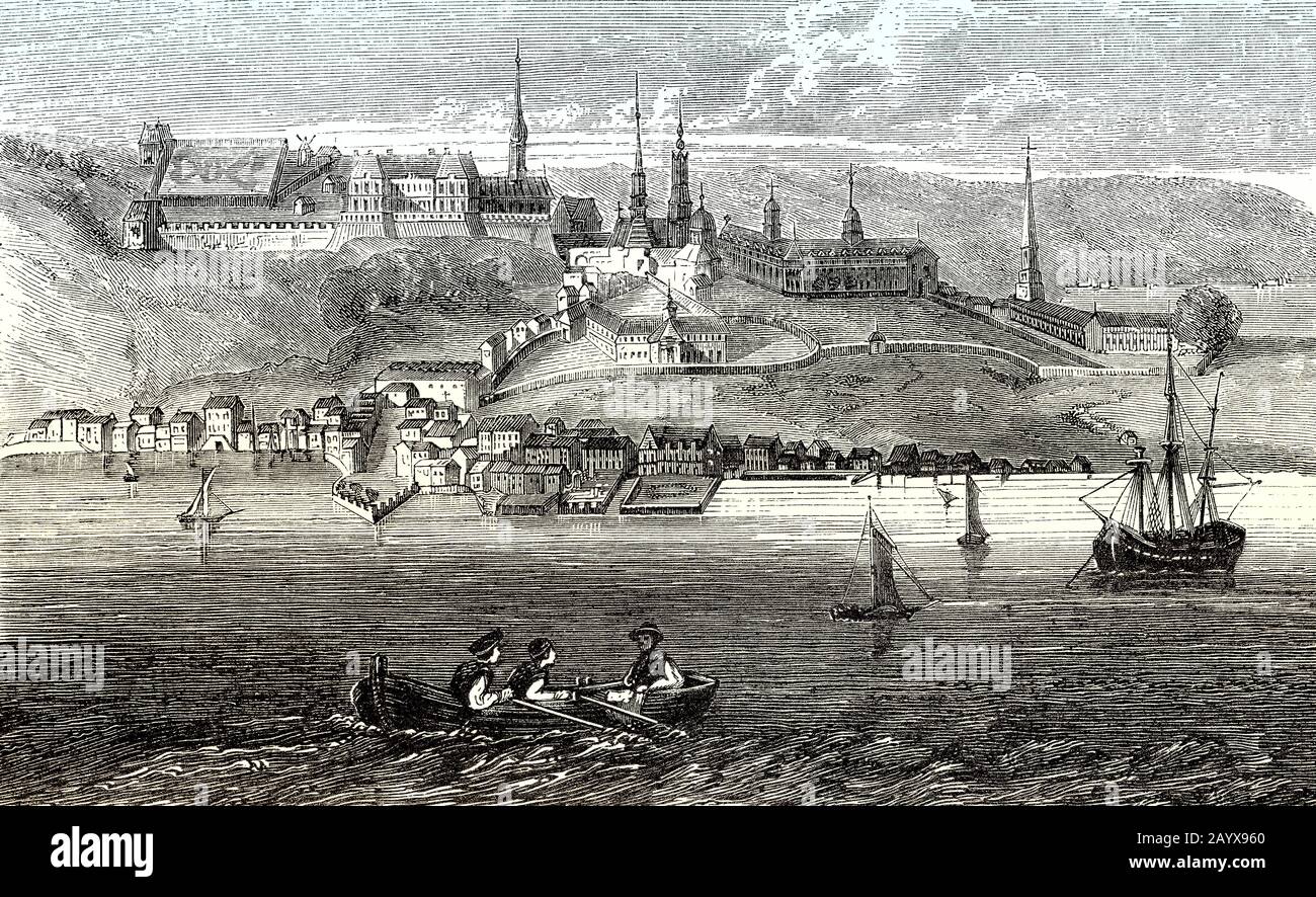 Vecchia vista del Québec, Canada, 19th secolo Foto Stock
