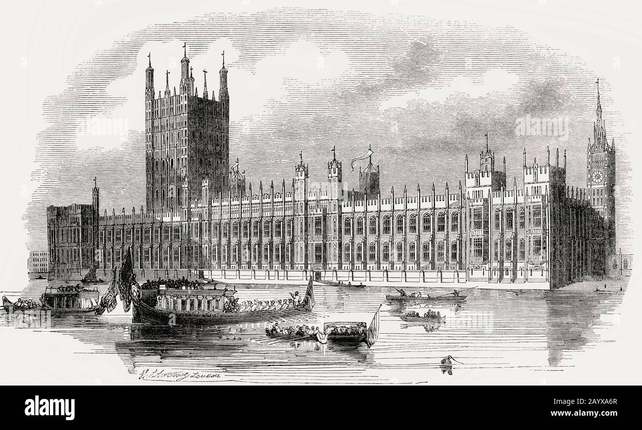 Palazzo di Westminster, Parlamento, Londra, Regno Unito, 19th Secolo, Foto Stock