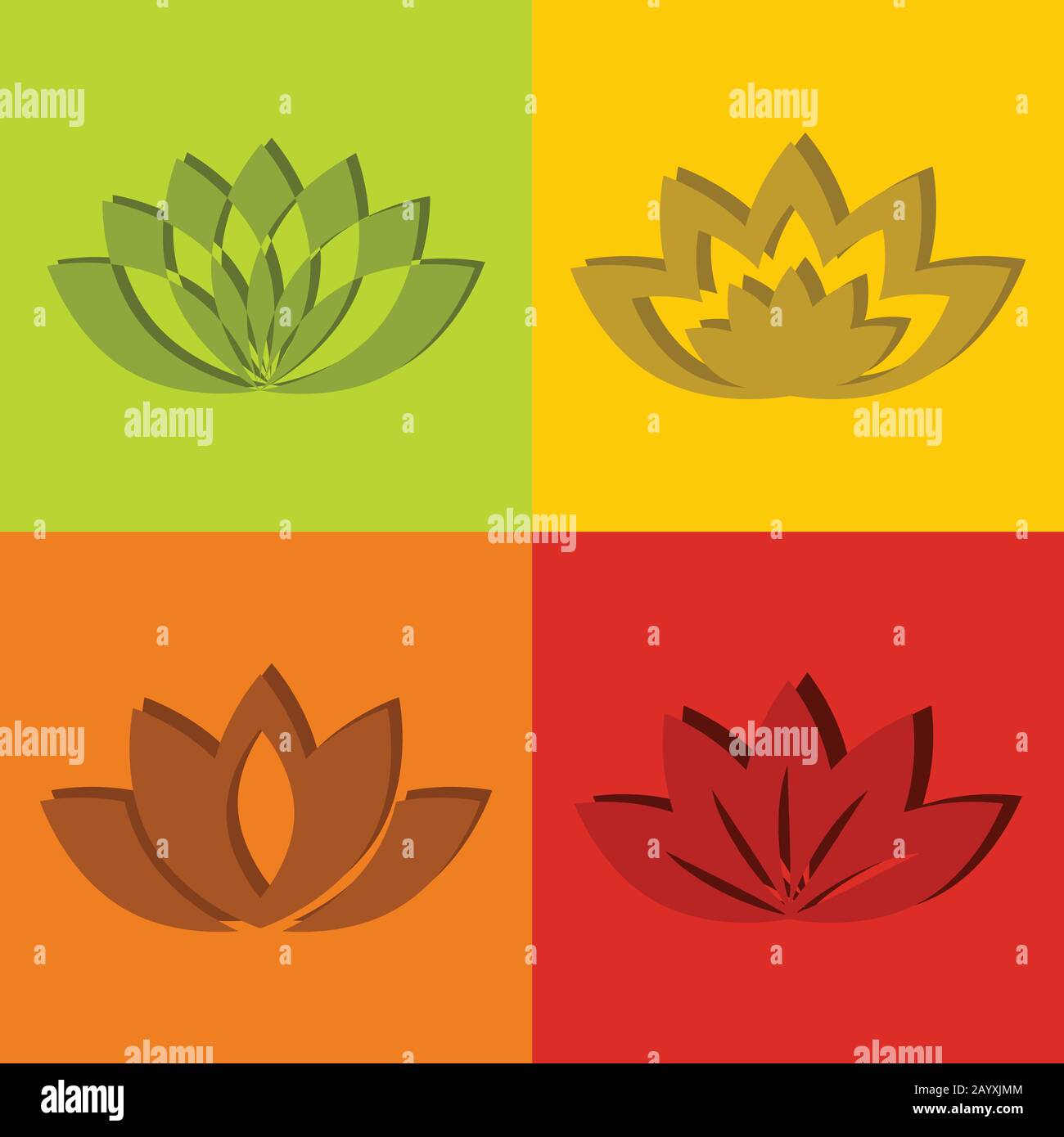 Colore fiori piatti con ombra corta. Logo per salone spa. Illustrazione del vettore Illustrazione Vettoriale