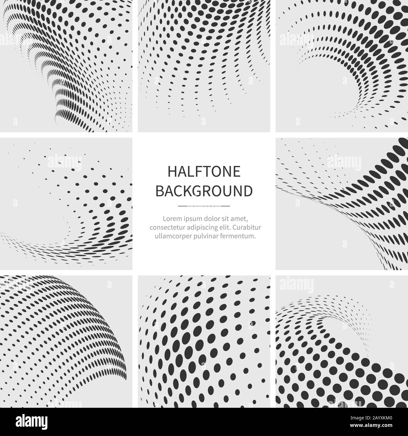 Grunge halftone punteggiato sfondo vettoriale astratto impostato. Trama punteggiata e motivo punteggiato di illustrazione della collezione Illustrazione Vettoriale