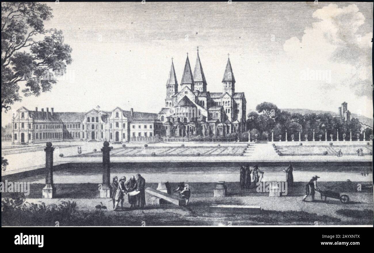 l'abbaye de cluny.abbaye bénédictine.au centre l'église abbatiale.vendue comme bien national en 1789. Foto Stock