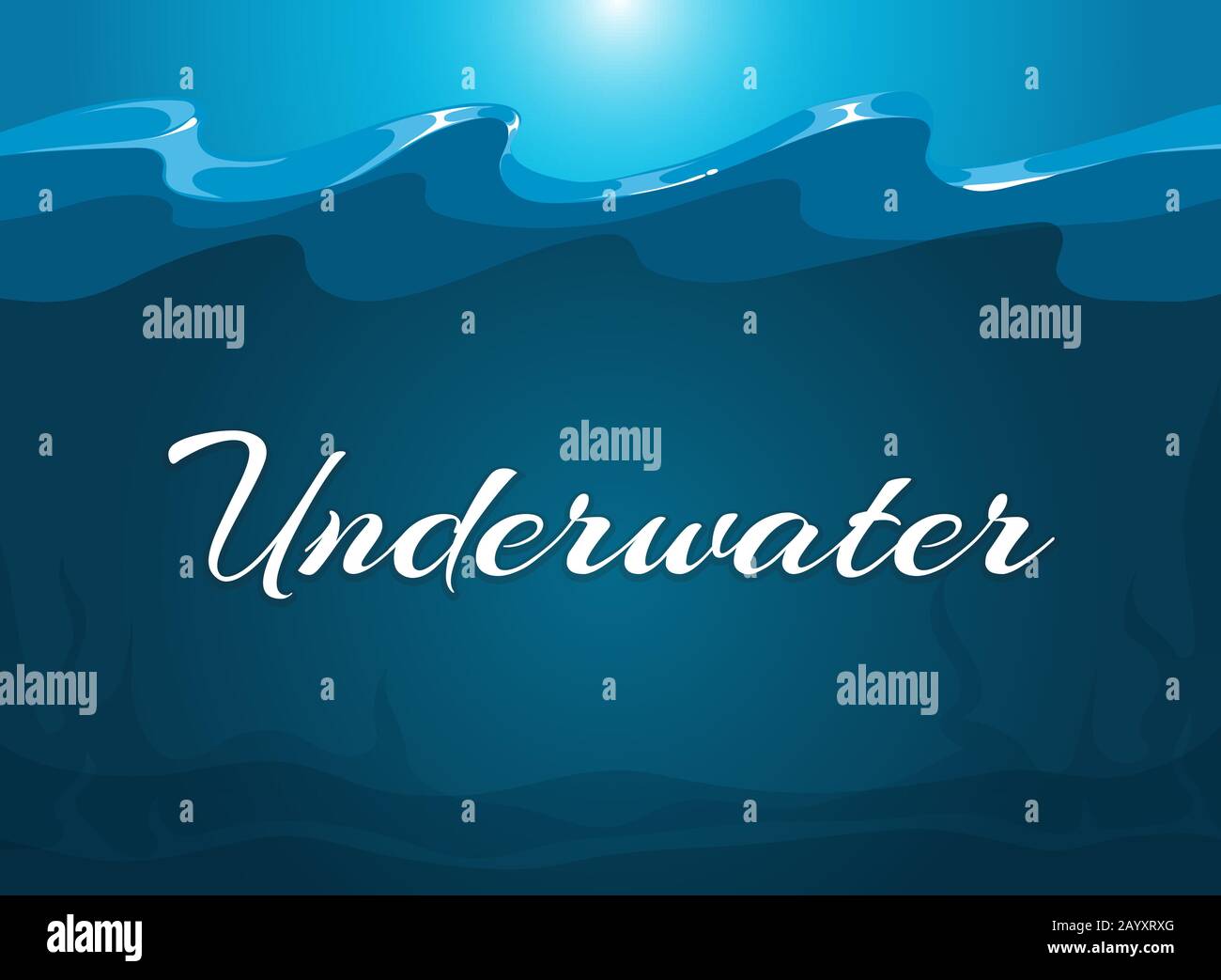 Fondo sottomarino blu profondo. Acqua di fondo astratta, illustrazione vettoriale Illustrazione Vettoriale