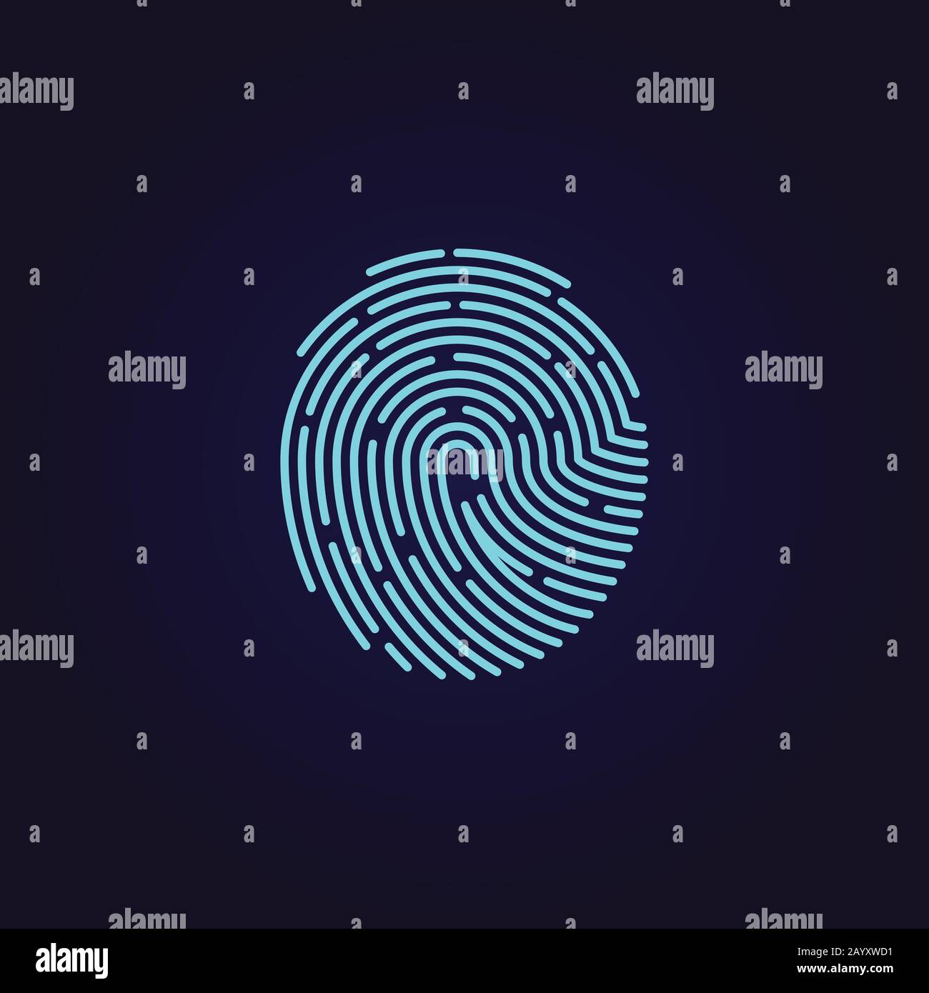 Icona vettore impronte dell'app ID. Modello di impronte digitali per la sicurezza e la protezione, password di illustrazione con impronta touch Illustrazione Vettoriale