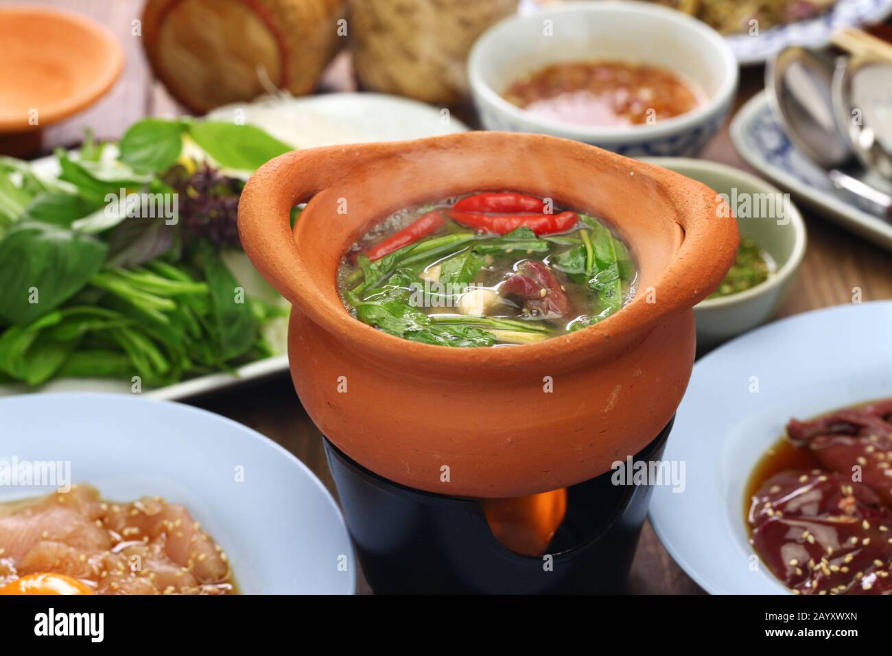Chim chum, Thai Isan tradizionale pentola calda sana Foto Stock