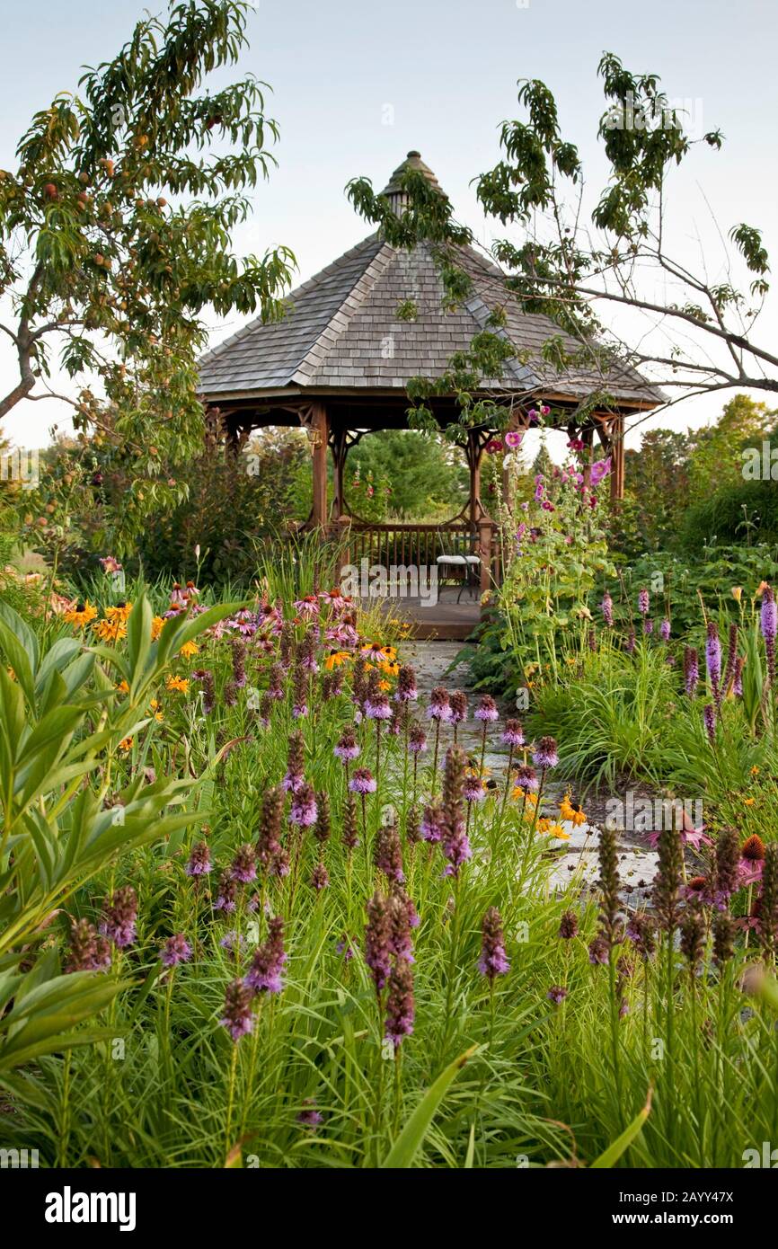 Giardini, Chanticleer Inn, Door County, Wisconsin. Foto Stock