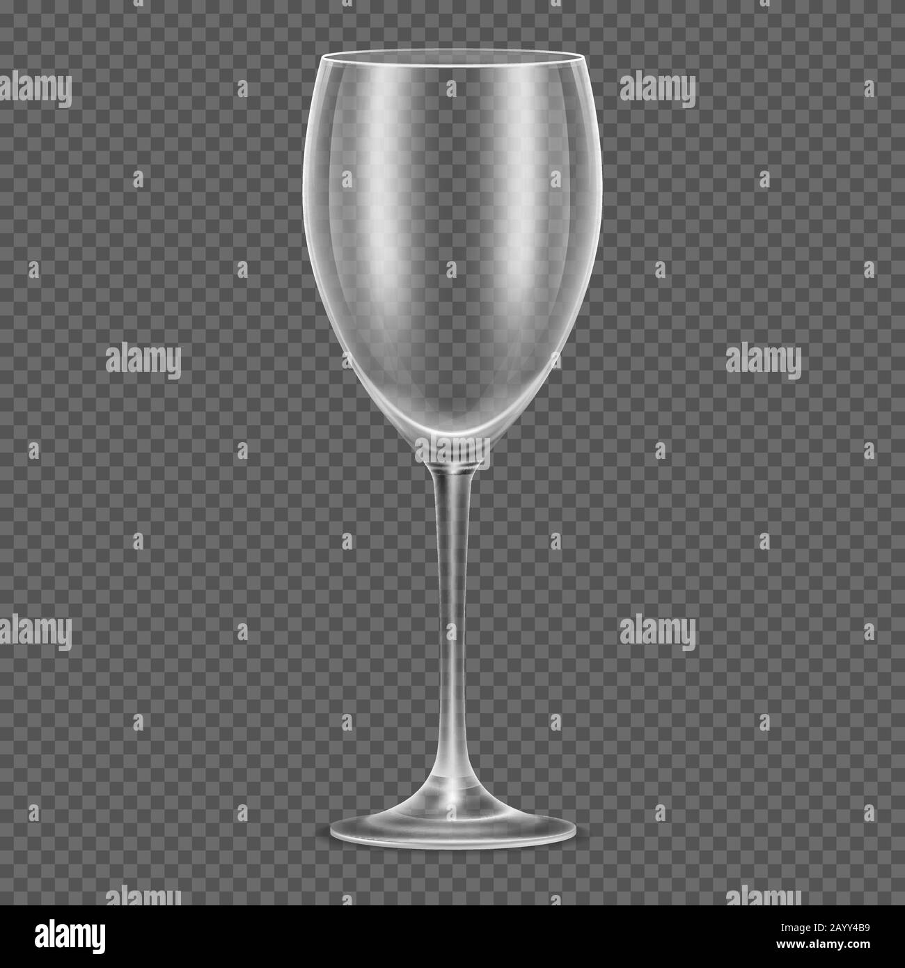 Vetro trasparente realistico vino vuoto. Per bevande alcoliche, cocktail di vetro trasparente e calice da ristorante chiara illustrazione Illustrazione Vettoriale