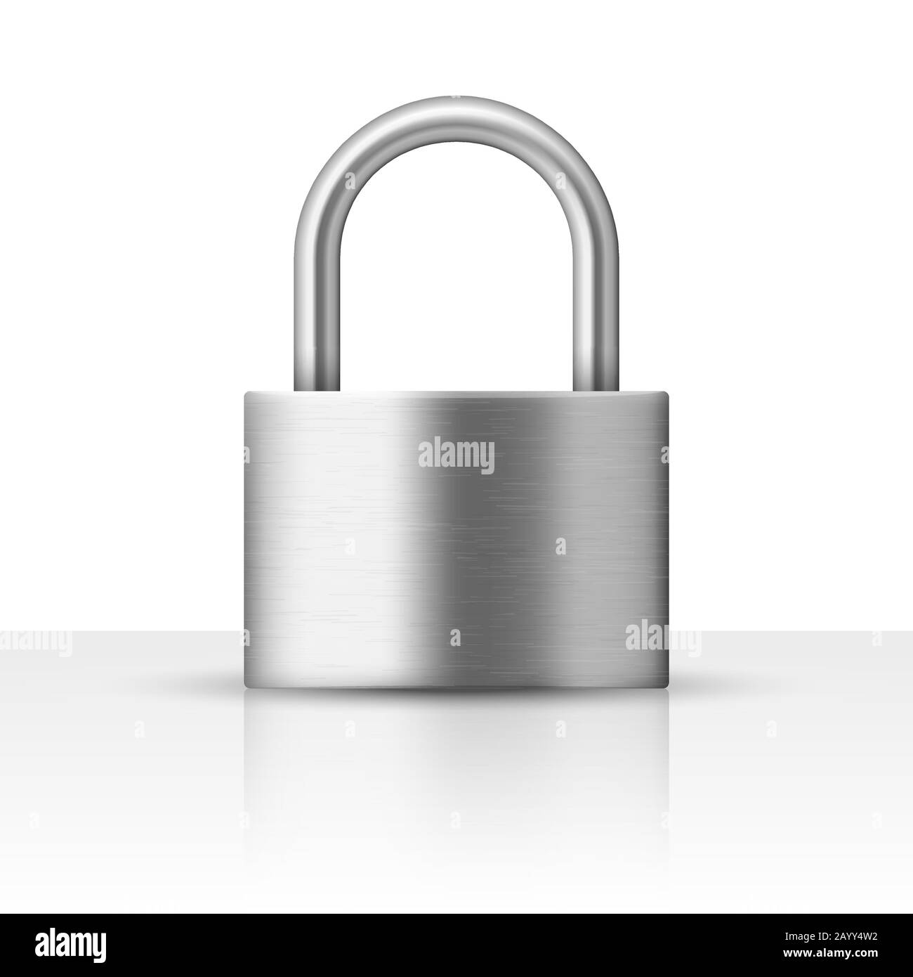 Vector realistico lucchetto chiuso. Serratura in acciaio per la protezione della privacy Illustrazione Vettoriale