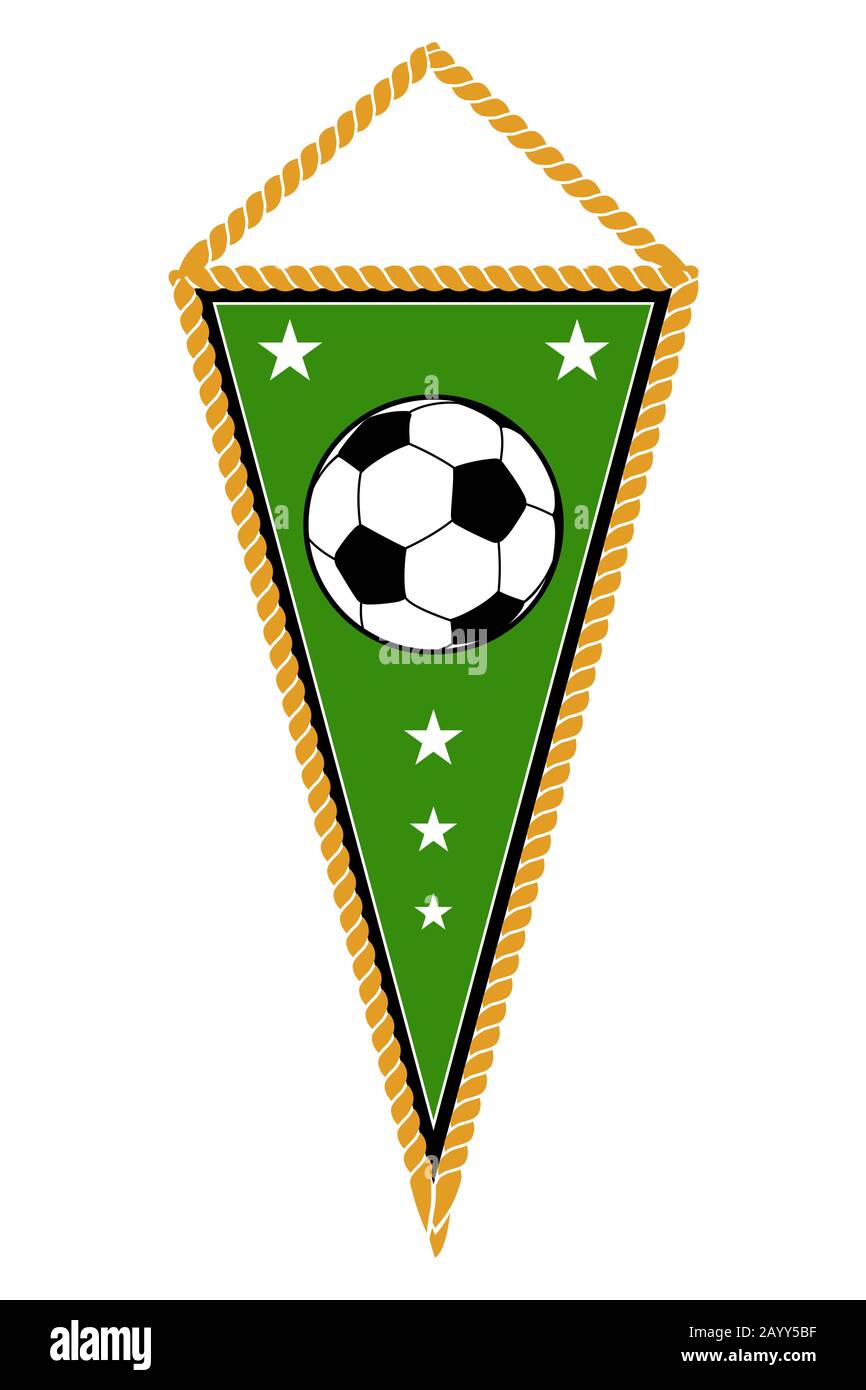 Verde di calcio Pennant isolato bianco. Bandiera di bandiera di calcio, illustrazione del vettore Illustrazione Vettoriale